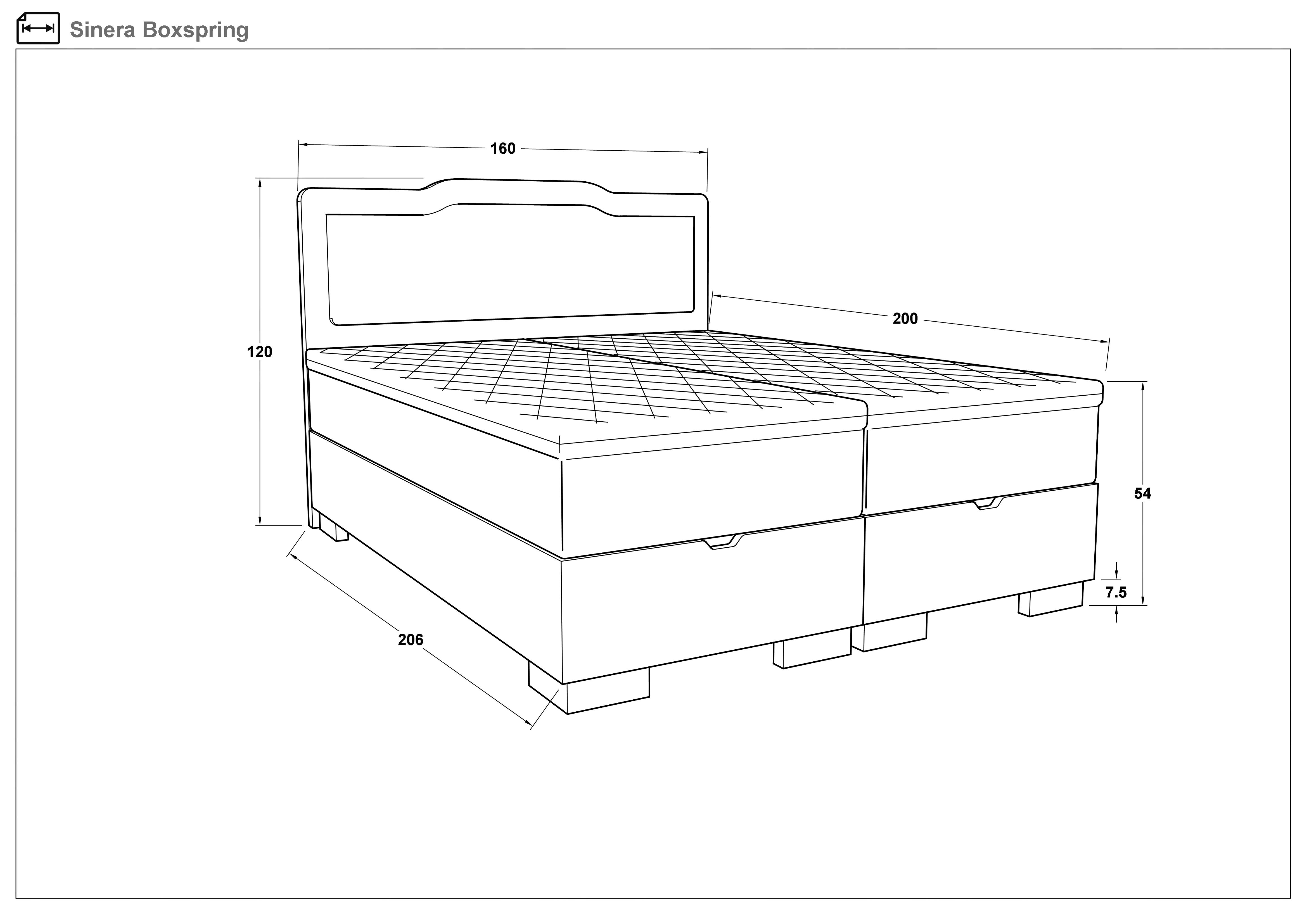 Κρεβάτι Box spring 160/200 Sinera, τυρκουάζ  2