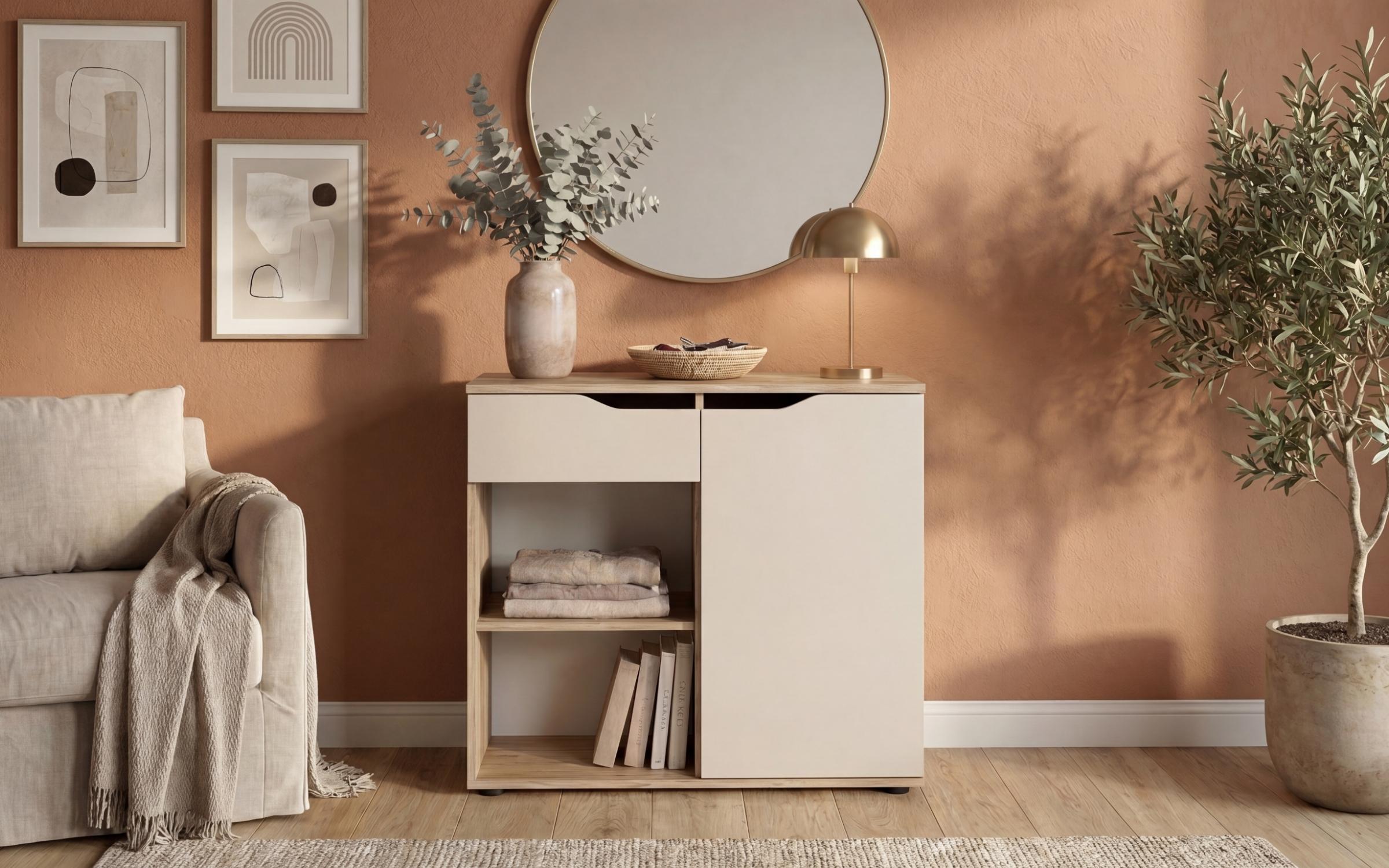 Συρταριέρα Space A, cashmere + δρυς Castello honey  3