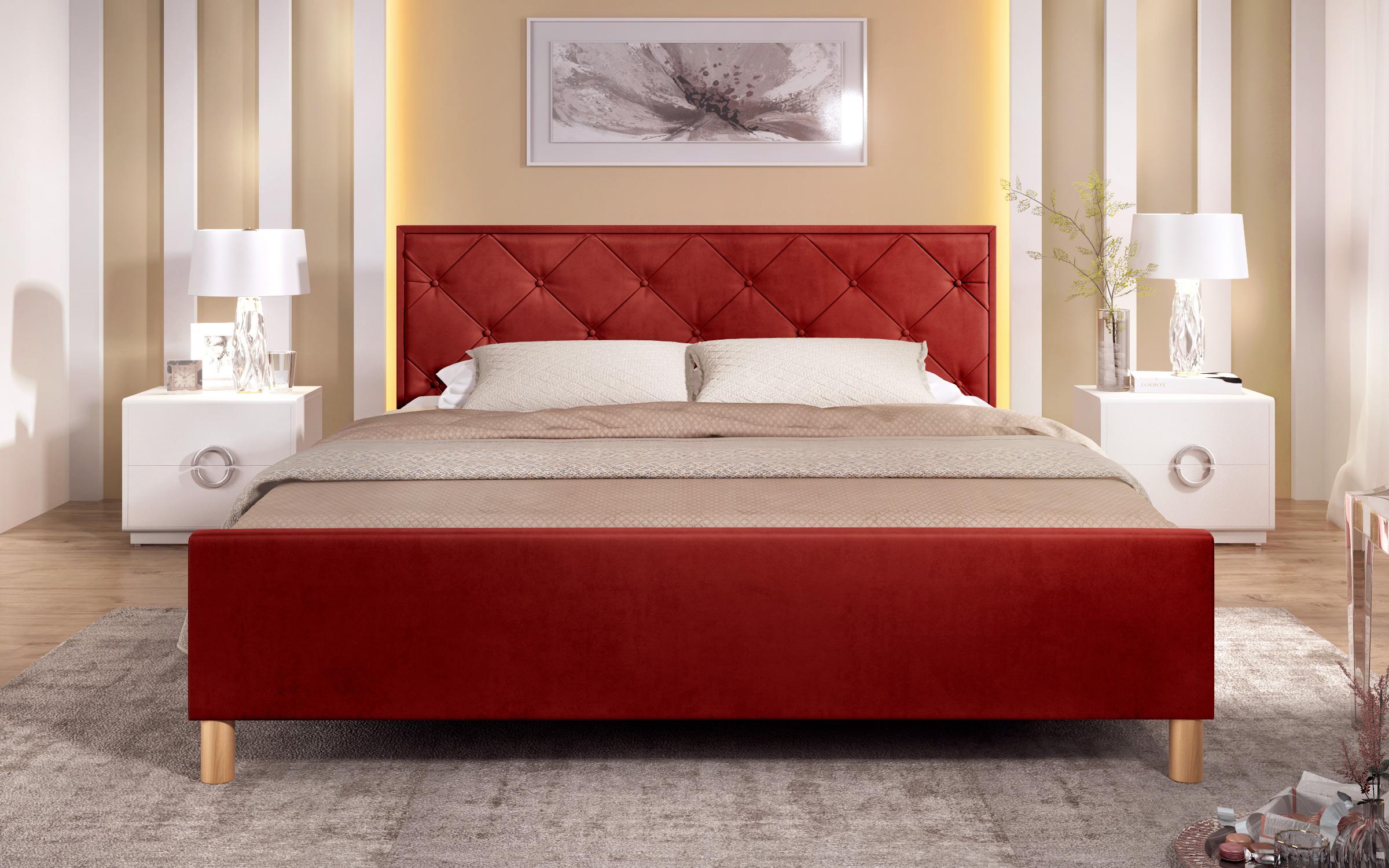 Κρεβάτι για στρώμα 160/200  Diora, κόκκινο  3