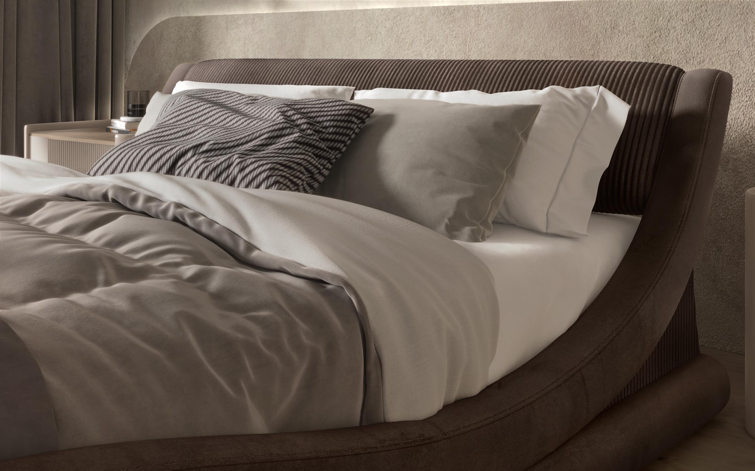 Ταπετσαρισμένο κρεβάτι 160/200 Liviana Deluxe, καφέ + σκούρο καφέ  5