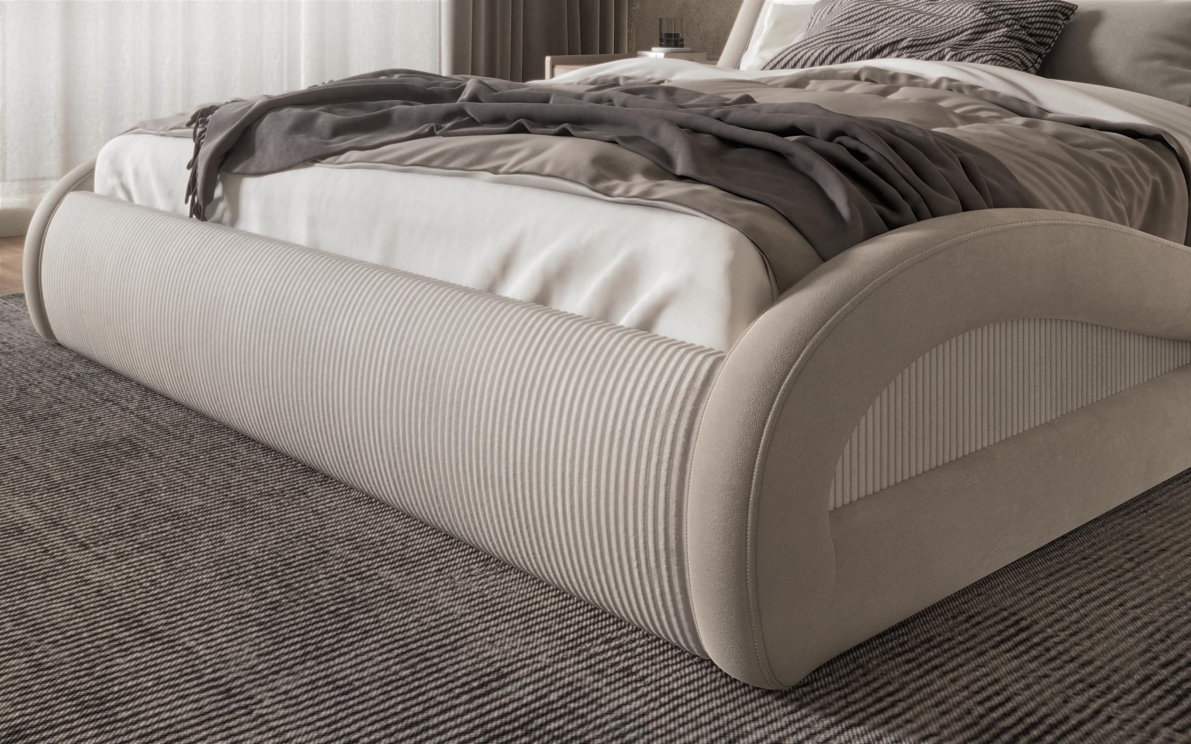Ταπετσαρισμένο κρεβάτι 160/200 Liviana Deluxe, ανοιχτό μπεζ + μπεζ  6