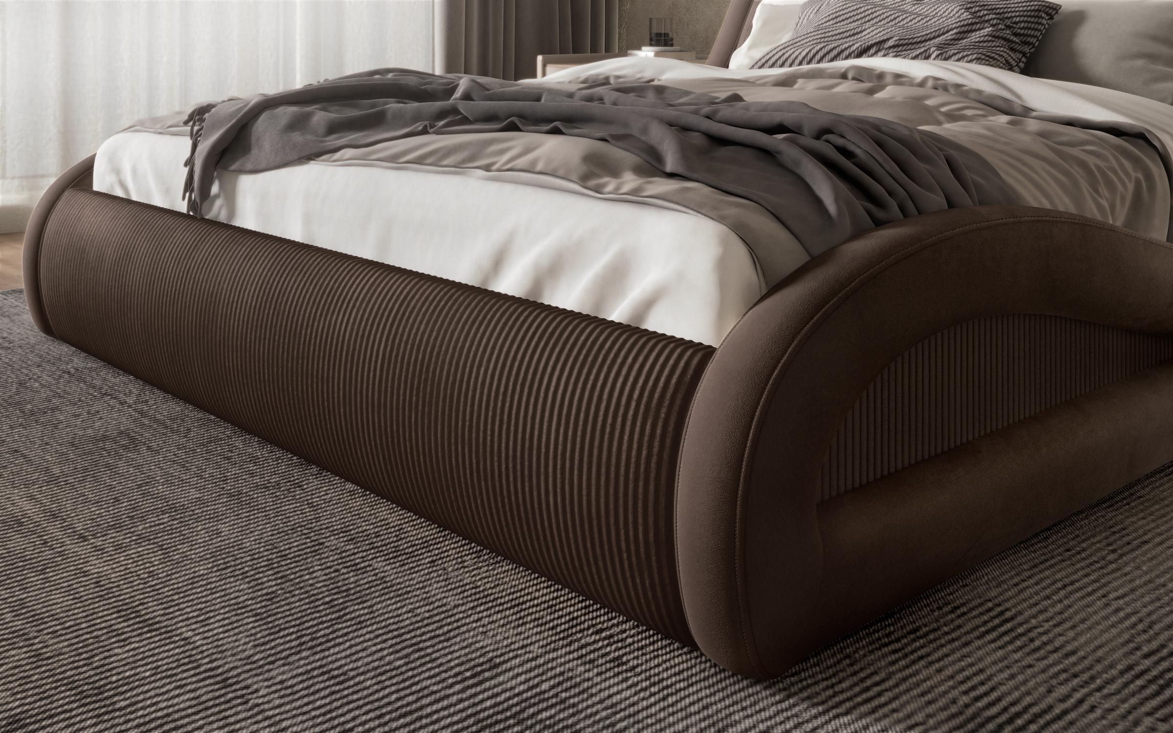 Ταπετσαρισμένο κρεβάτι 160/200 Liviana Deluxe, καφέ + σκούρο καφέ  6