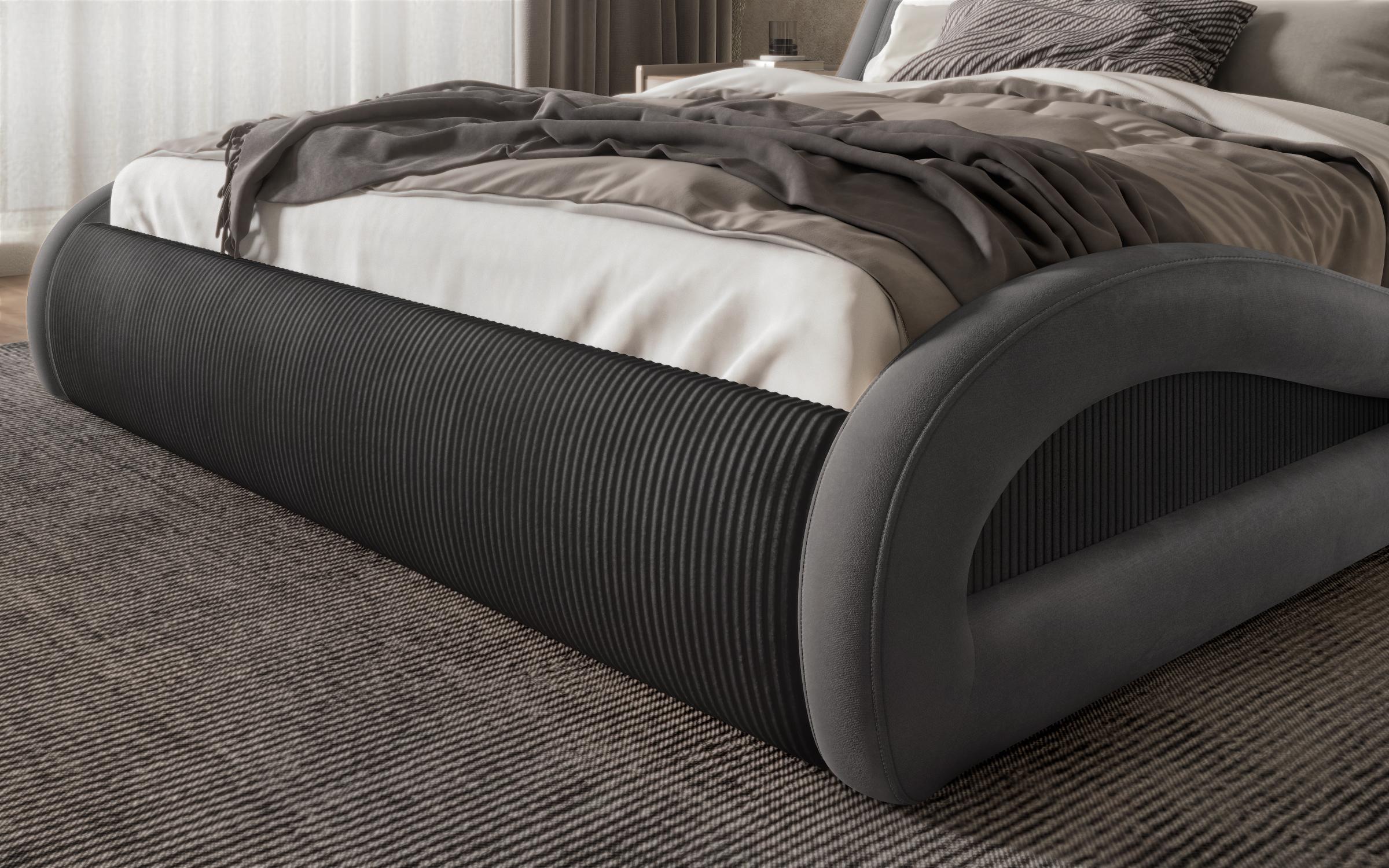 Ταπετσαρισμένο κρεβάτι 160/200 Liviana Deluxe, γραφίτης + σκούρο γκρι  4