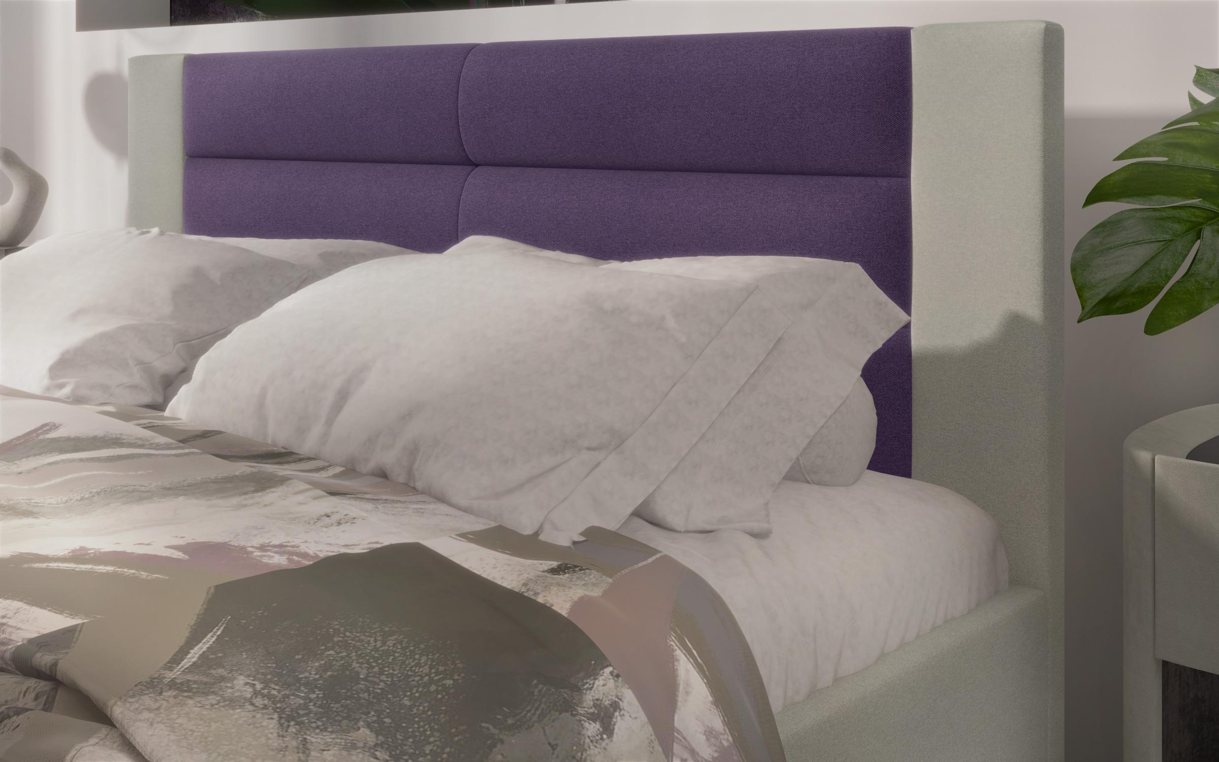 Κρεβάτι Novara velvet για στρώμα 160/200, γκρι + μωβ  3