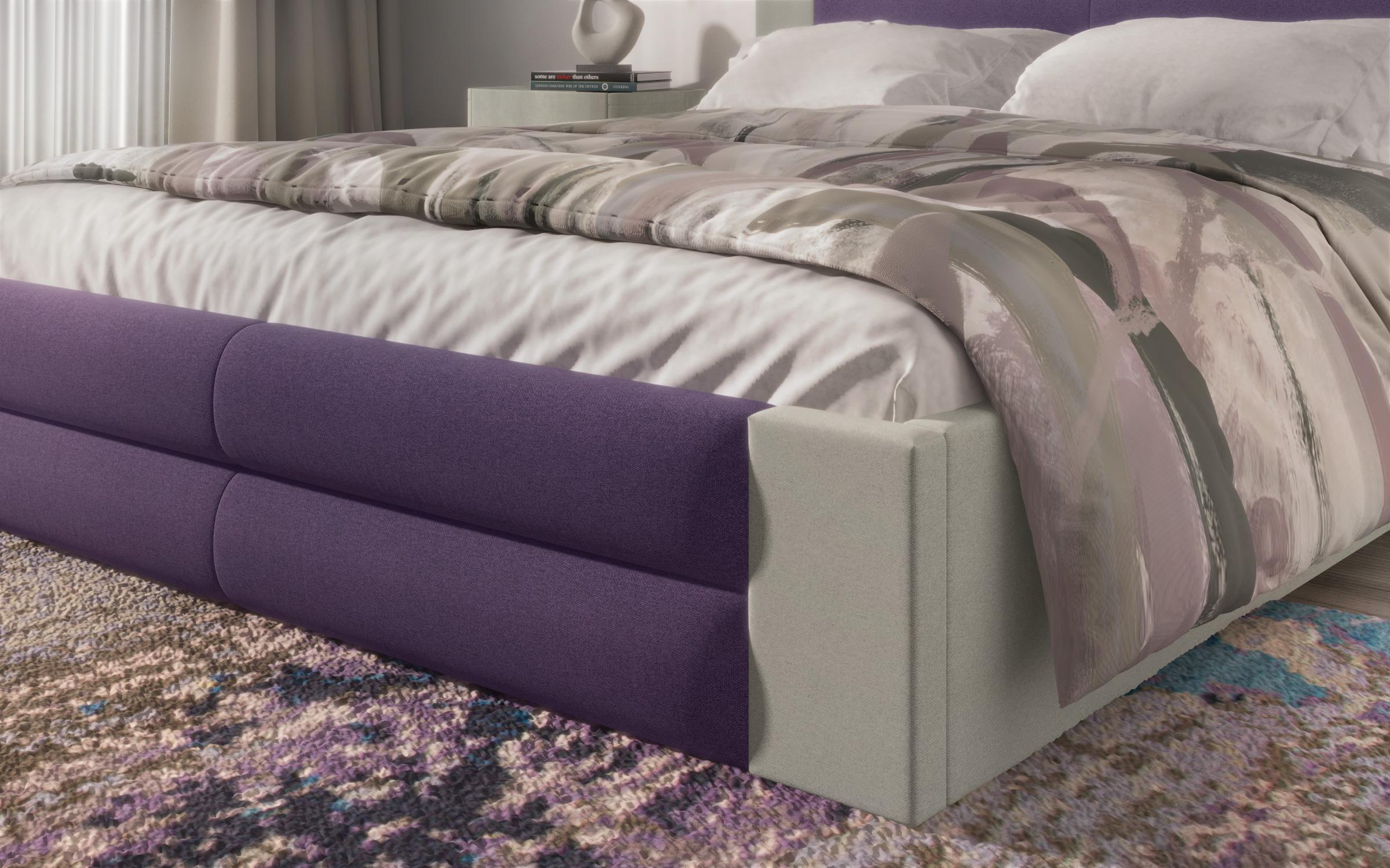 Κρεβάτι Novara velvet για στρώμα 160/200, γκρι + μωβ  4
