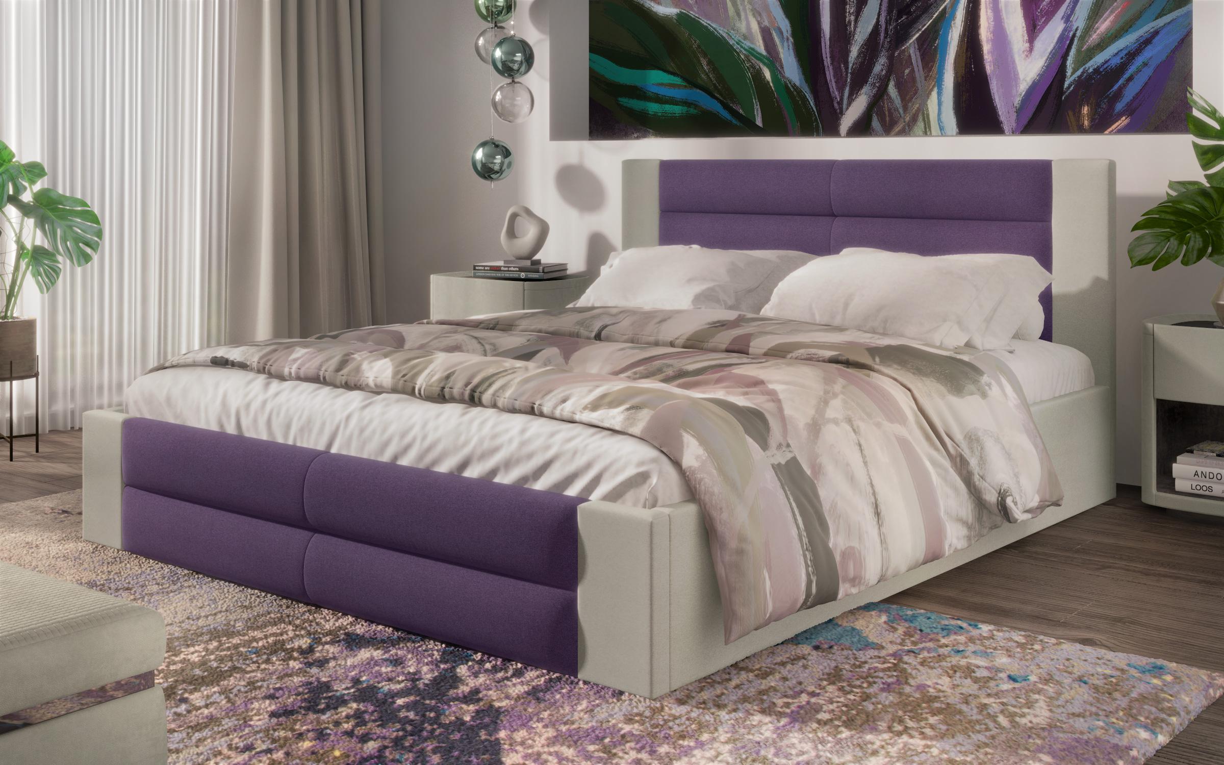 Κρεβάτι Novara velvet για στρώμα 160/200, γκρι + μωβ  1