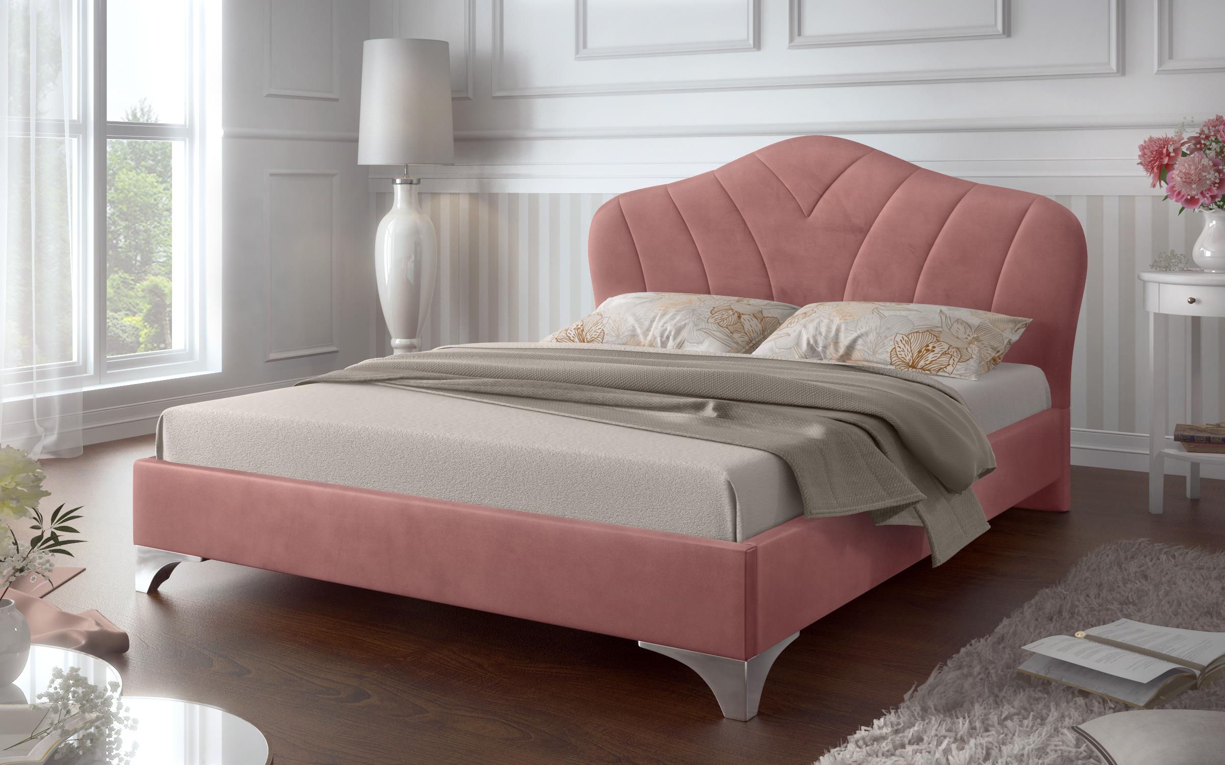 Κρεβάτι για στρώμα 180/200 Palmina, ροζ  2