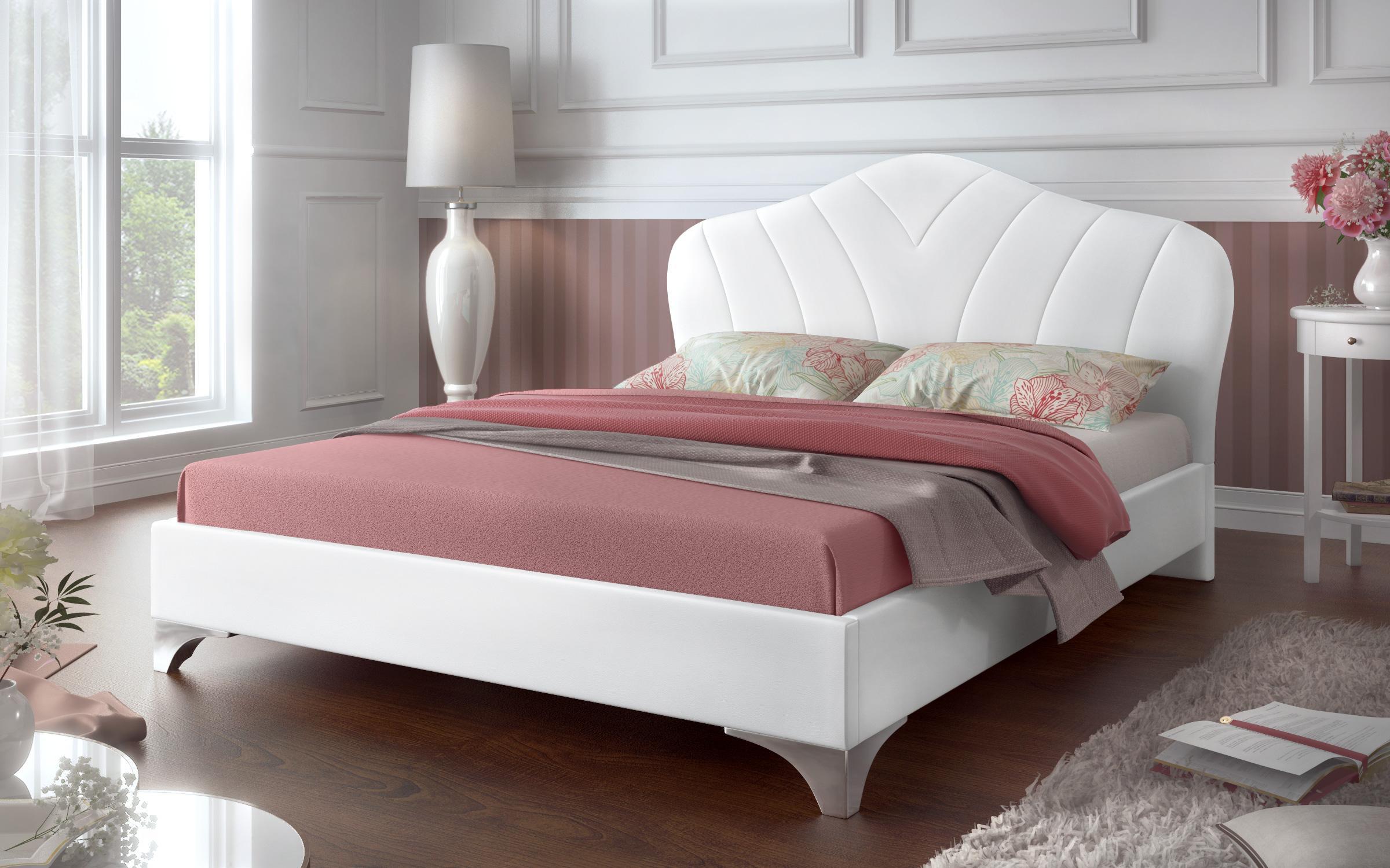 Κρεβάτι Palmina για στρώμα 160/200, λευκό δέρμα  1