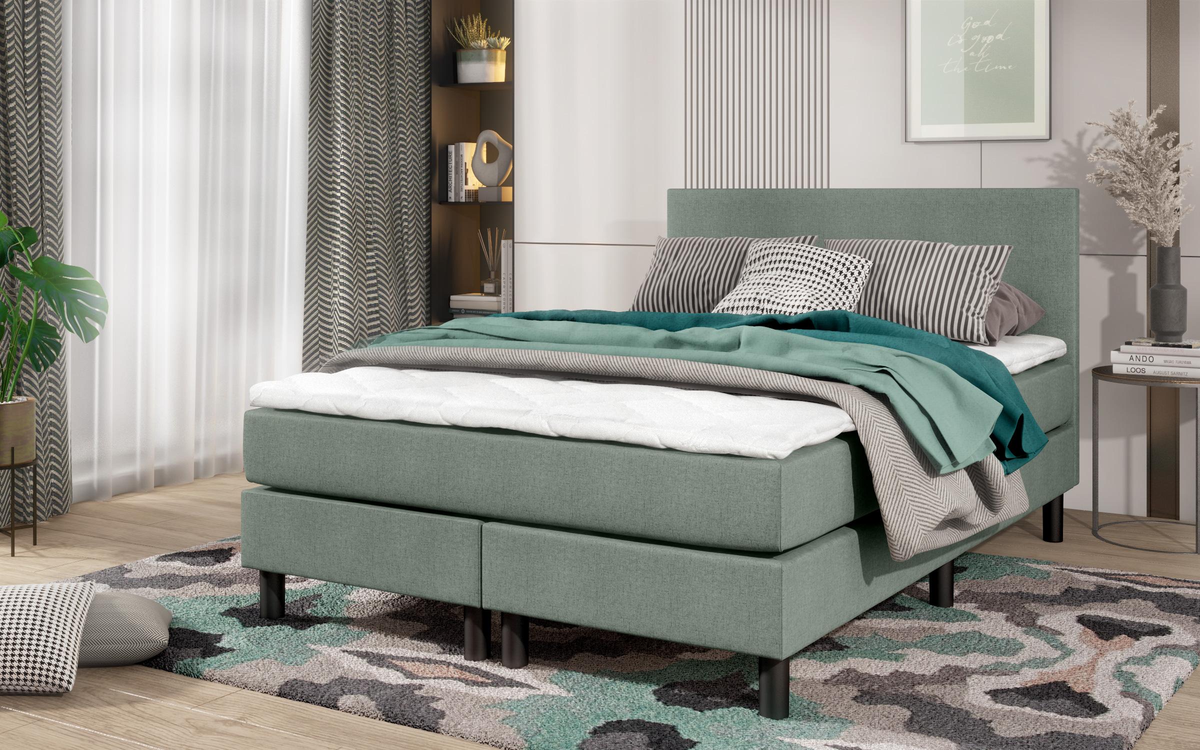 Κρεβάτι με στρώμα και ανώστρωμα Sonia, ανοιχτό πράσινο  1