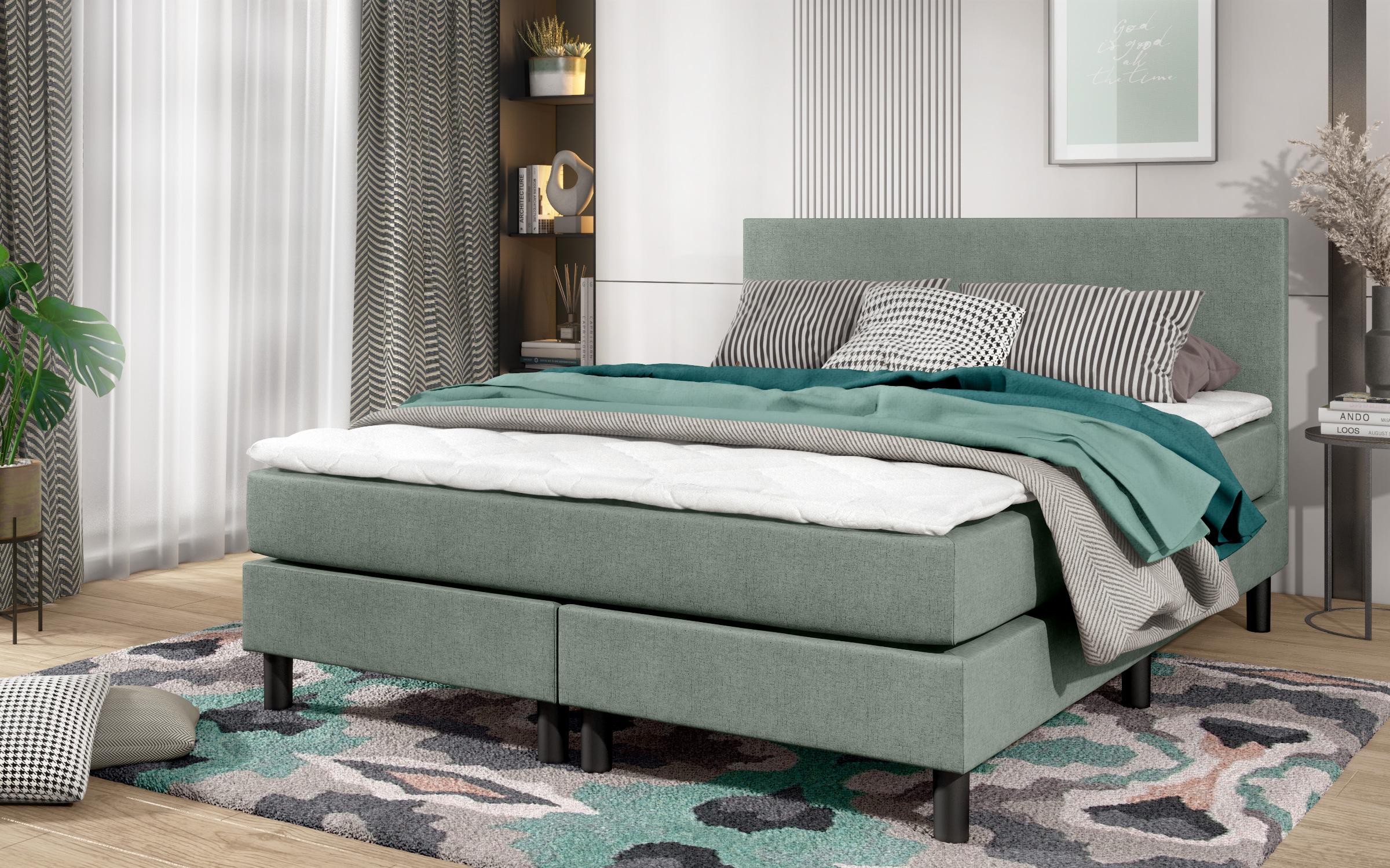 Κρεβάτι με στρώμα και ανώστρωμα Sonia, ανοιχτό πράσινο  1