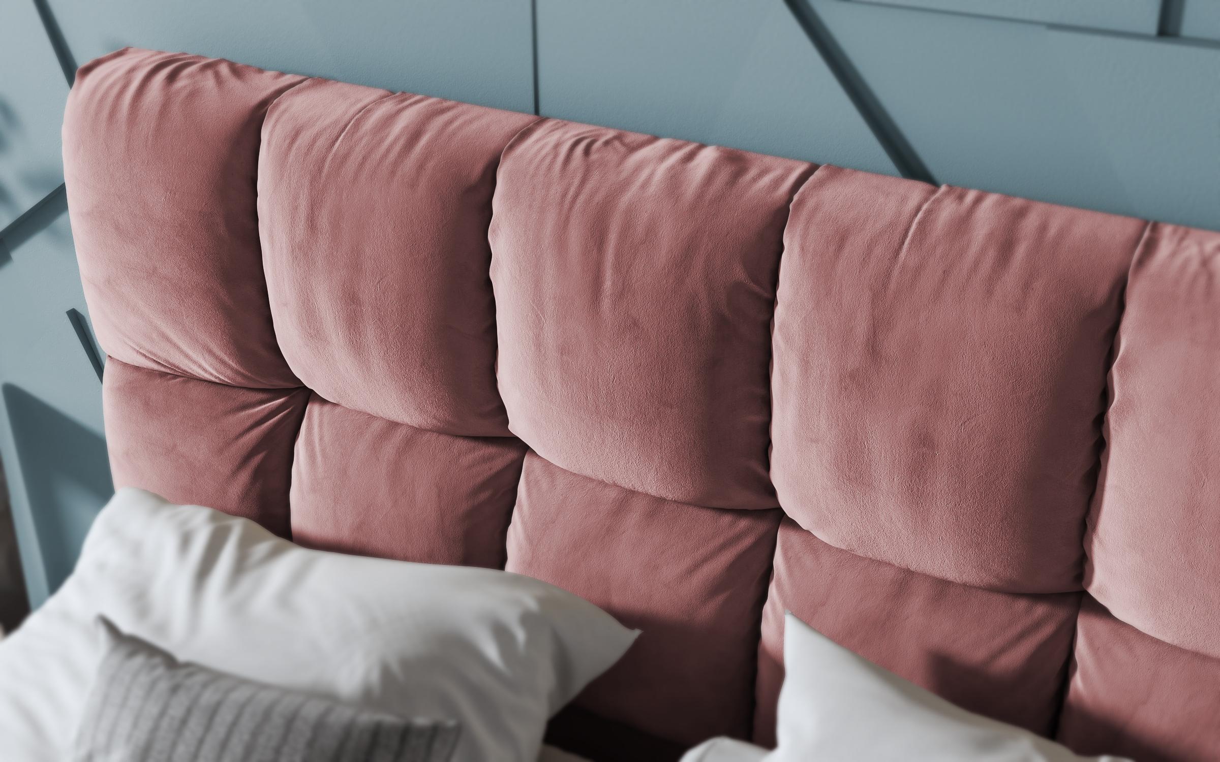 Πολυτελές κρεβάτι Fiorella + στρώμα, σκούρο ροζ  6
