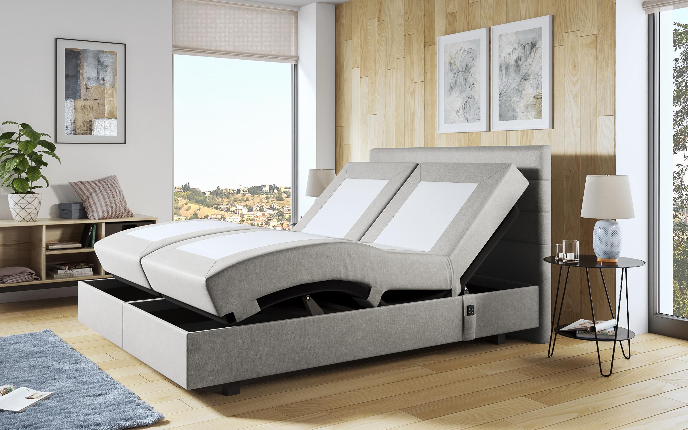 Κρεβάτι Karmela Box Spring 160/200 + ηλεκτρικός μηχανισμός, ανοιχτό γκρι  1