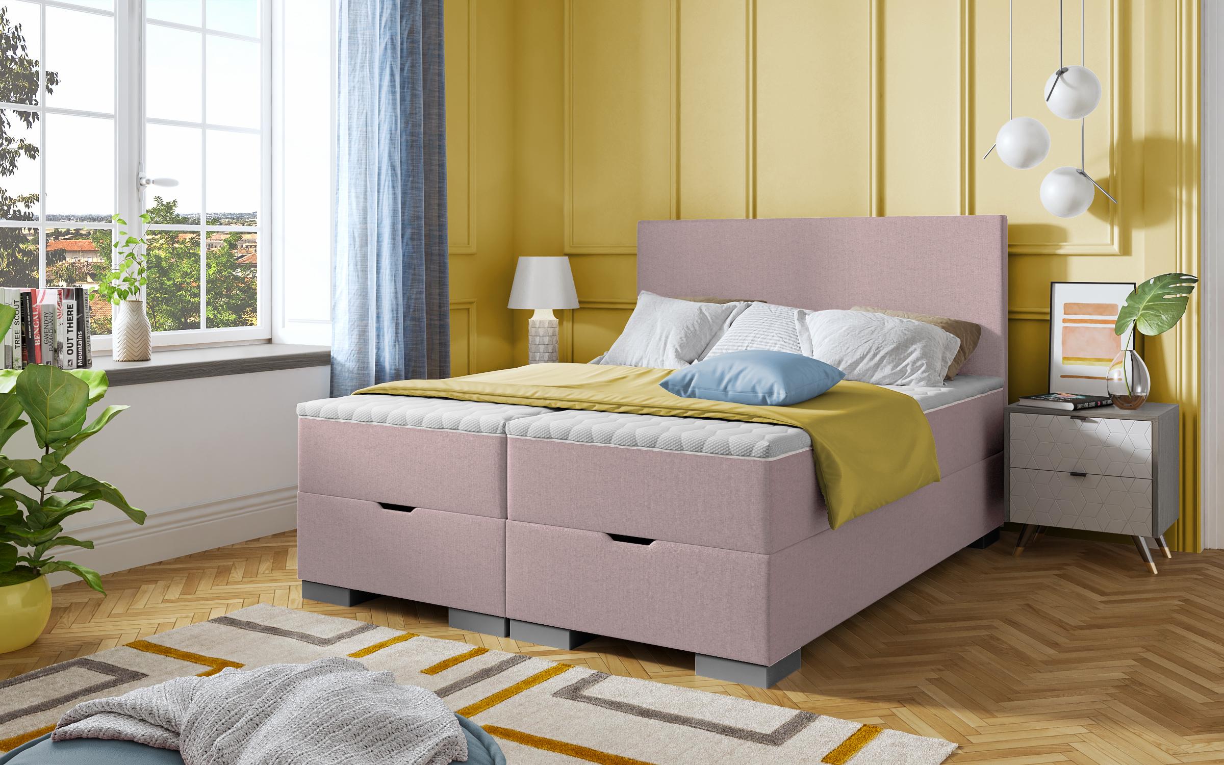 Κρεβάτι Evian Boxspring 160/200, ροζ  1