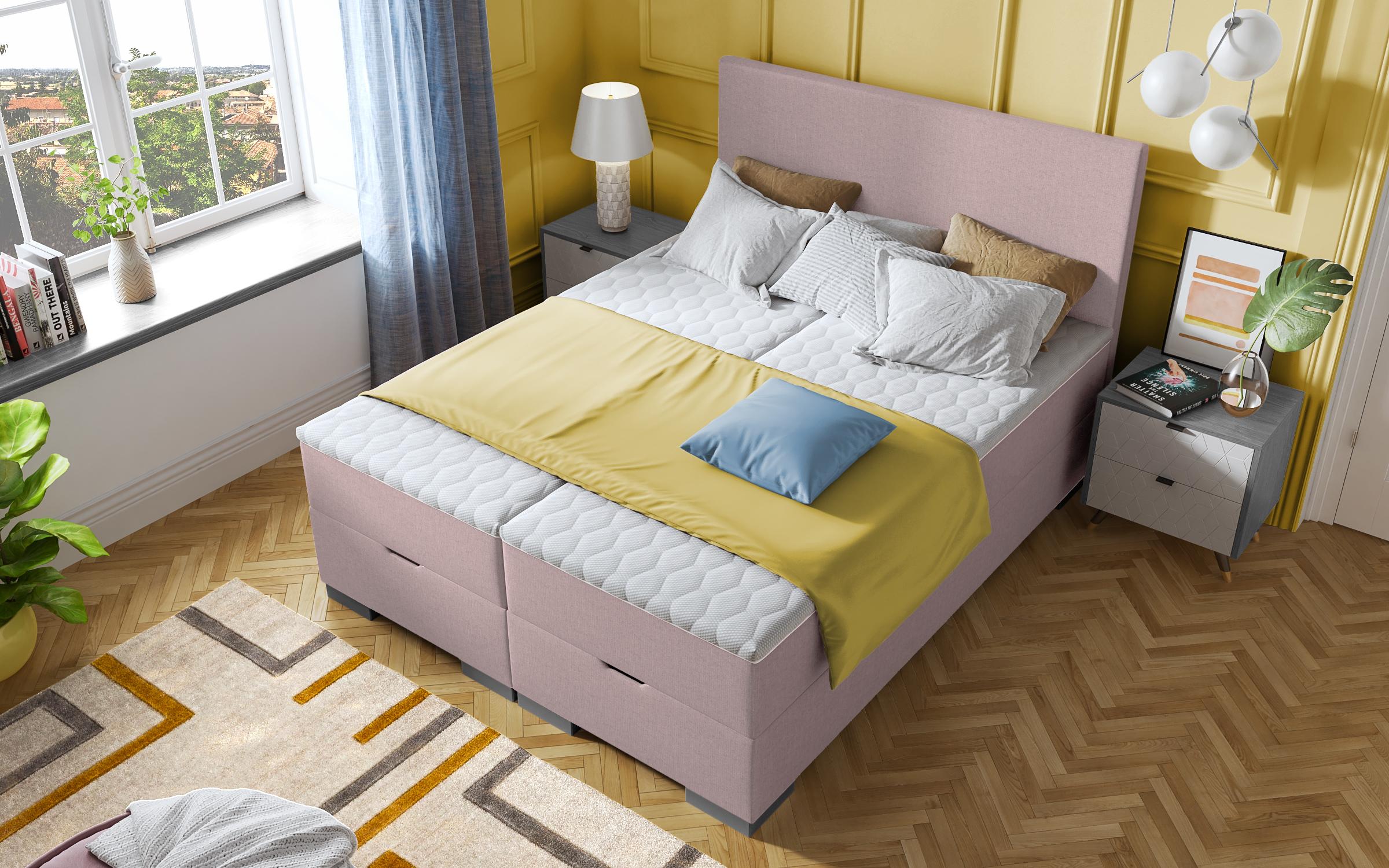 Κρεβάτι Evian Boxspring 160/200, ροζ  3