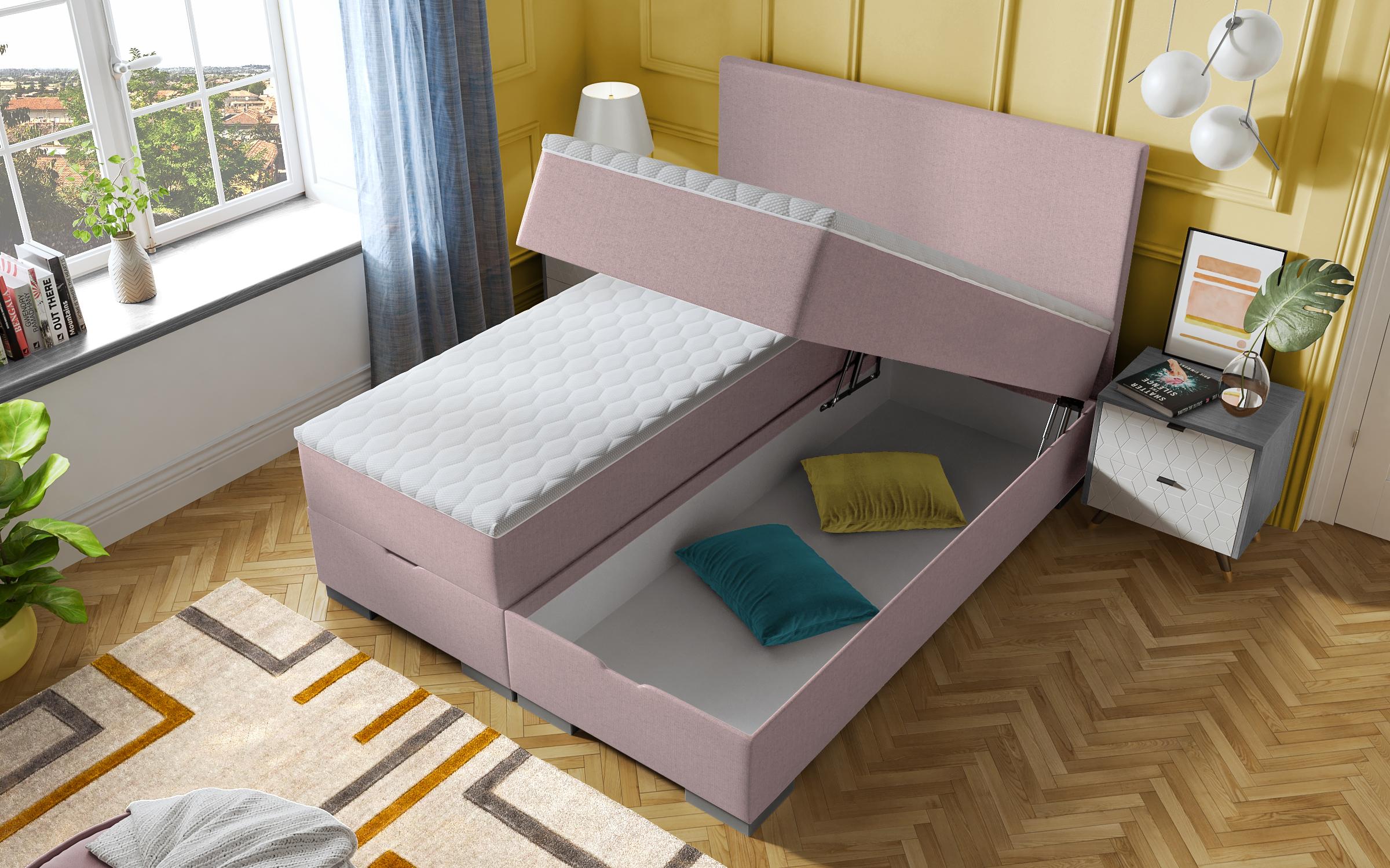 Κρεβάτι Evian Boxspring 160/200, ροζ  4
