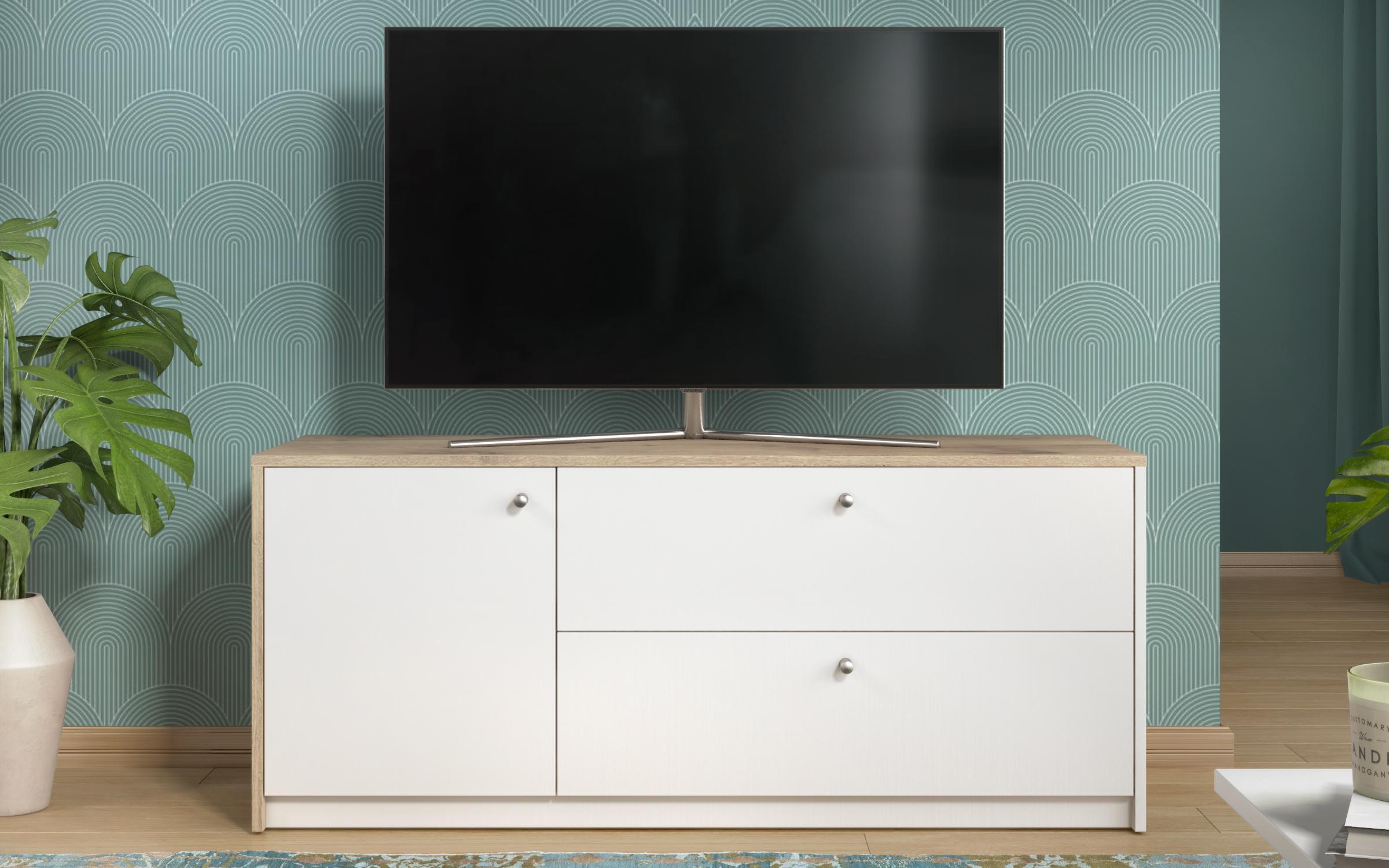 Έπιπλο TV Grande, λευκό ματ + ανοιχτόχρωμη δρυς  3