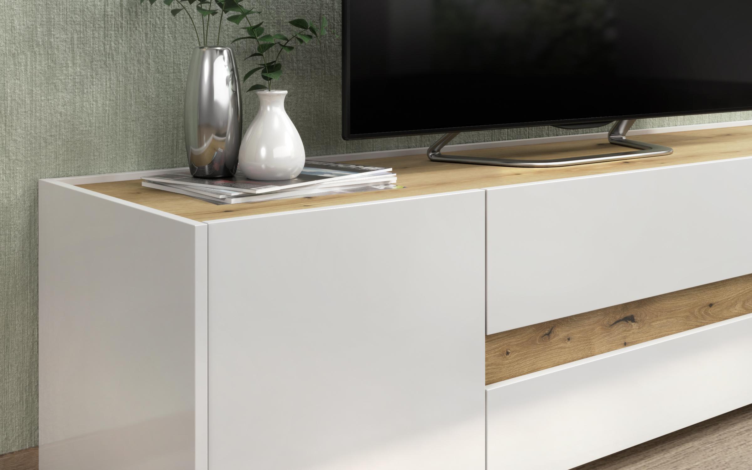 Έπιπλο TV Pier, δρυς evok  + λευκό γυαλιστερό  4