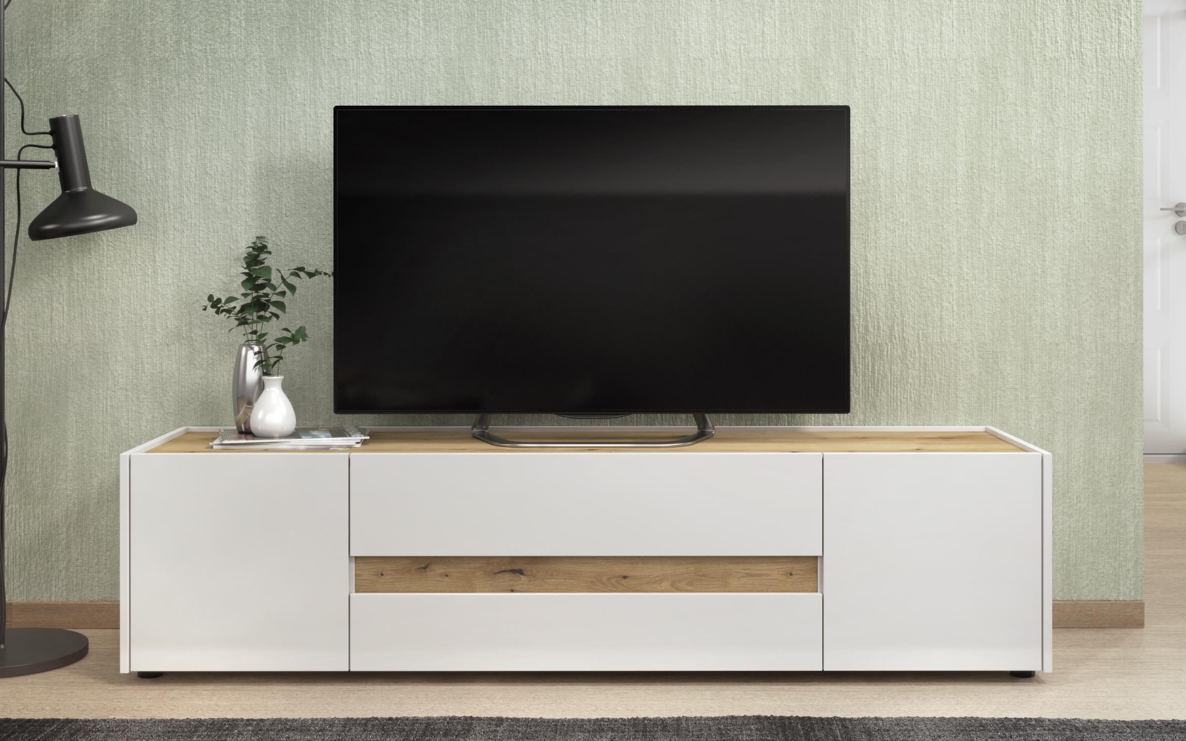 Έπιπλο TV Pier, δρυς evok  + λευκό γυαλιστερό  3