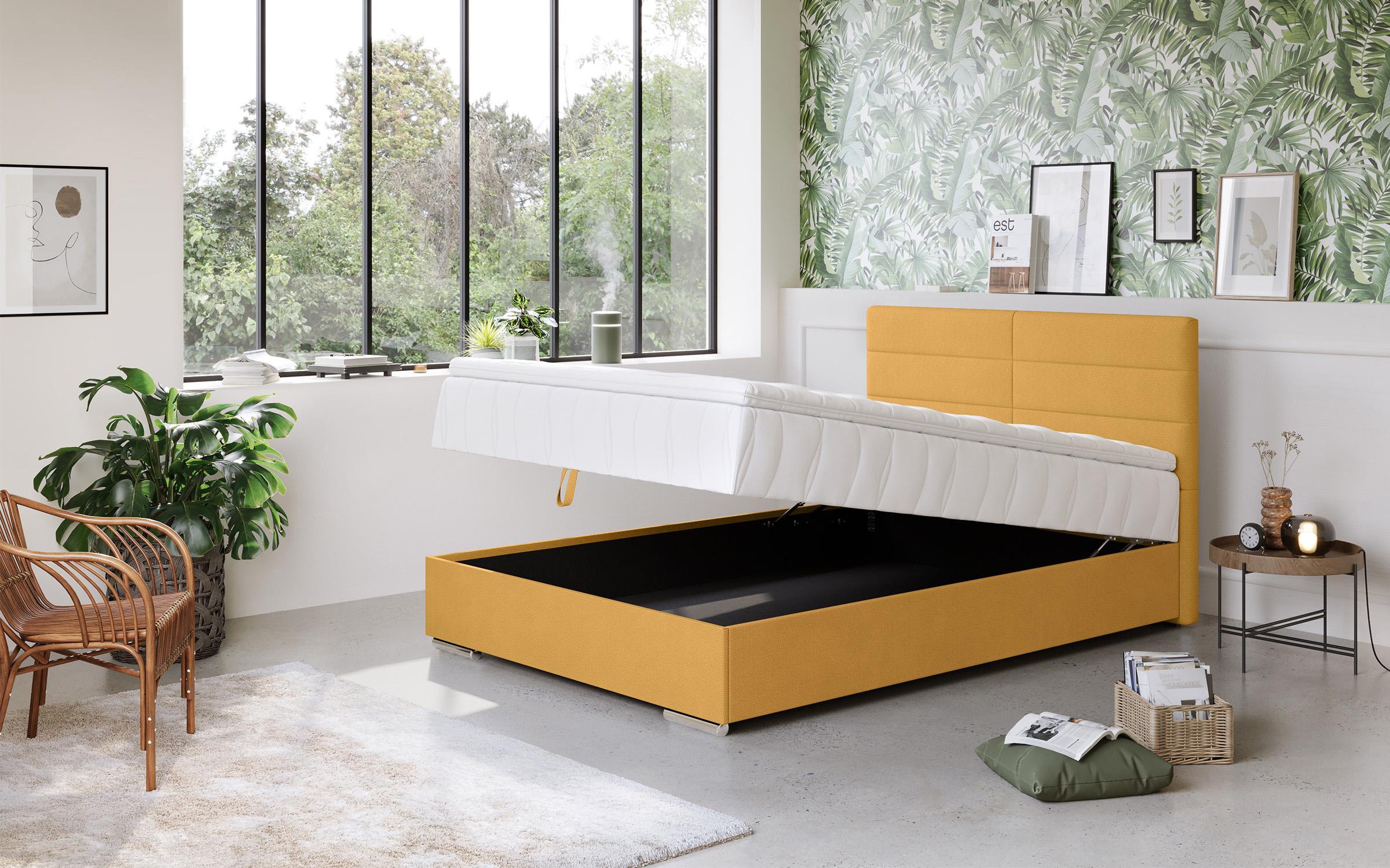 Κρεβάτι Boxspring + ανώστρωμα  140/200 Vindi, μουσταρδί  2