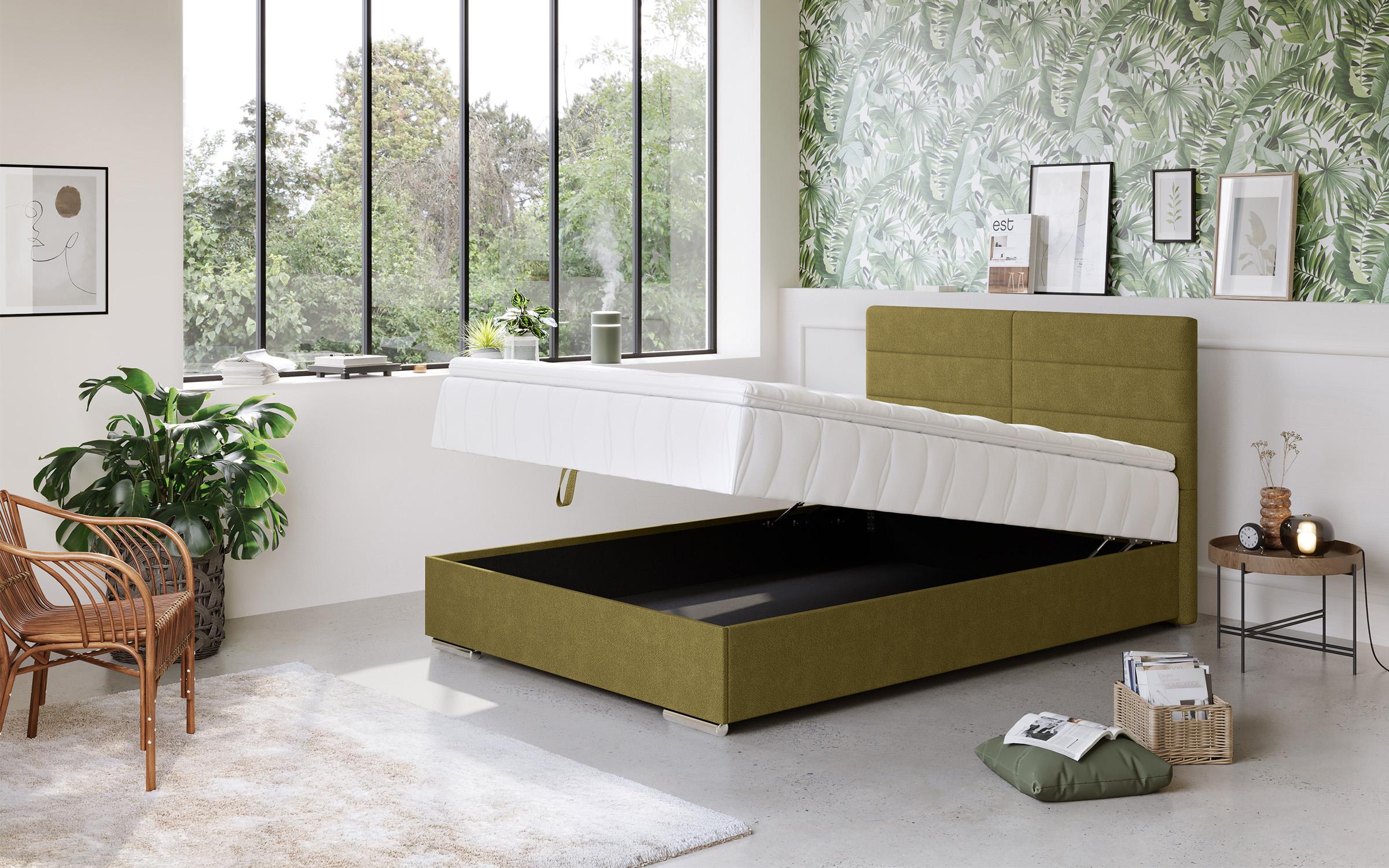 Κρεβάτι Boxspring + ανώστρωμα  140/200 Vindi, πράσινο  2