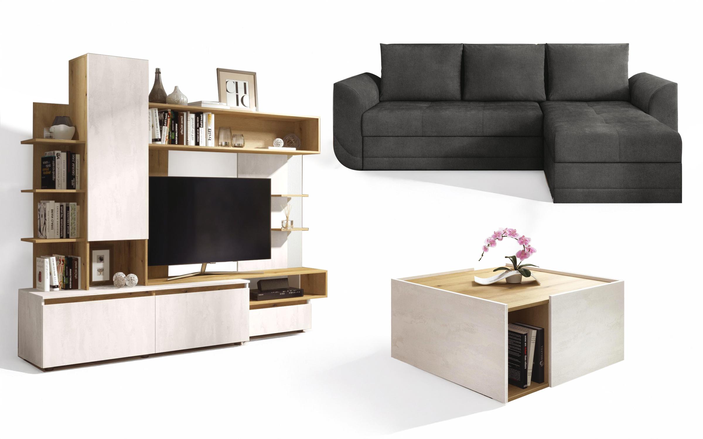 Σετ για σαλόνι Modus, γκρι + silk + δρυς evok  1