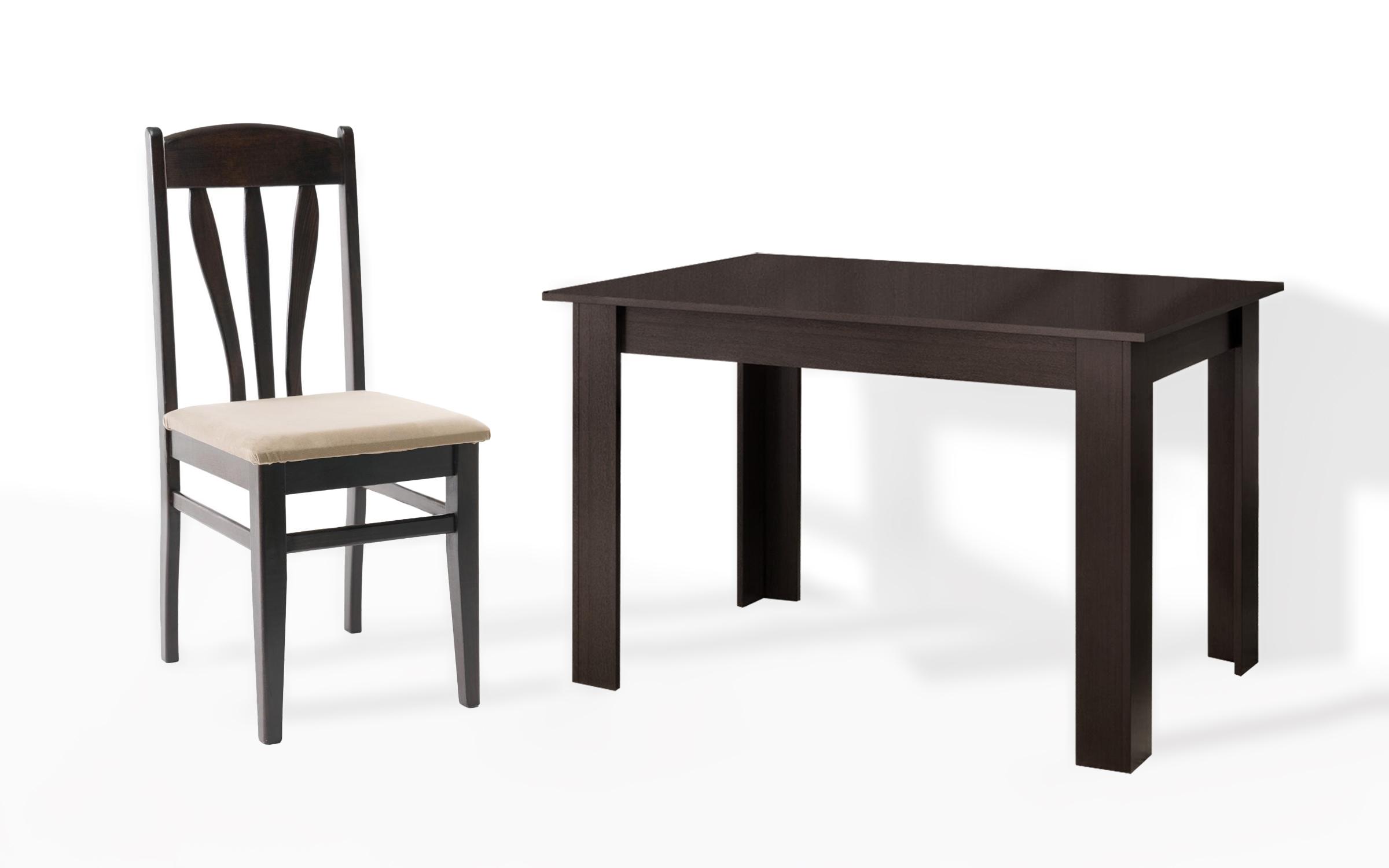 Τραπέζι + Καρέκλα 4 τεμ. Doni + Ardon, wenge + wenge με ανοιχτό μπεζ κάθισμα  1
