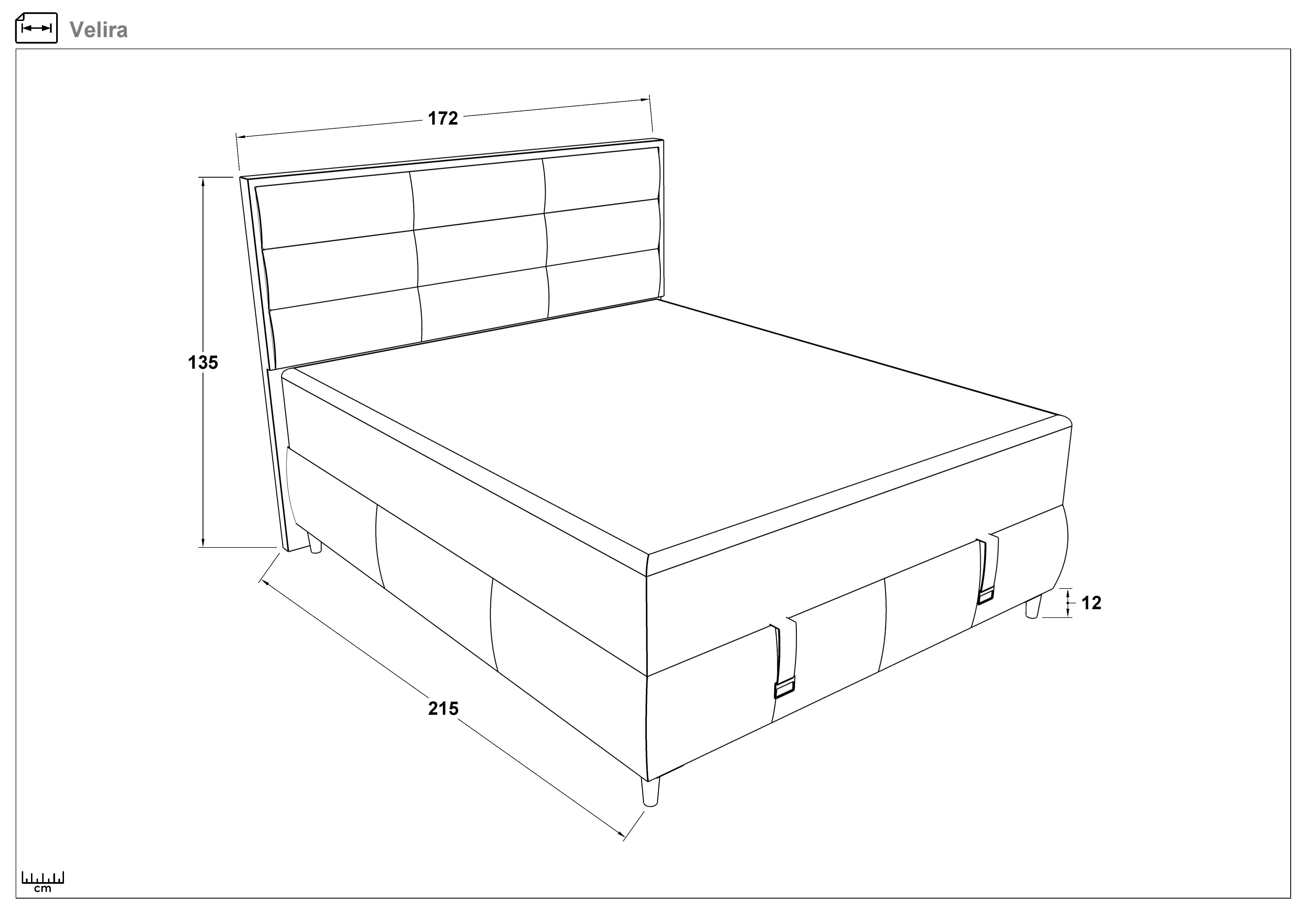 Κρεβάτι Box spring 160/200 Velira + στρώμα, γκρί  2