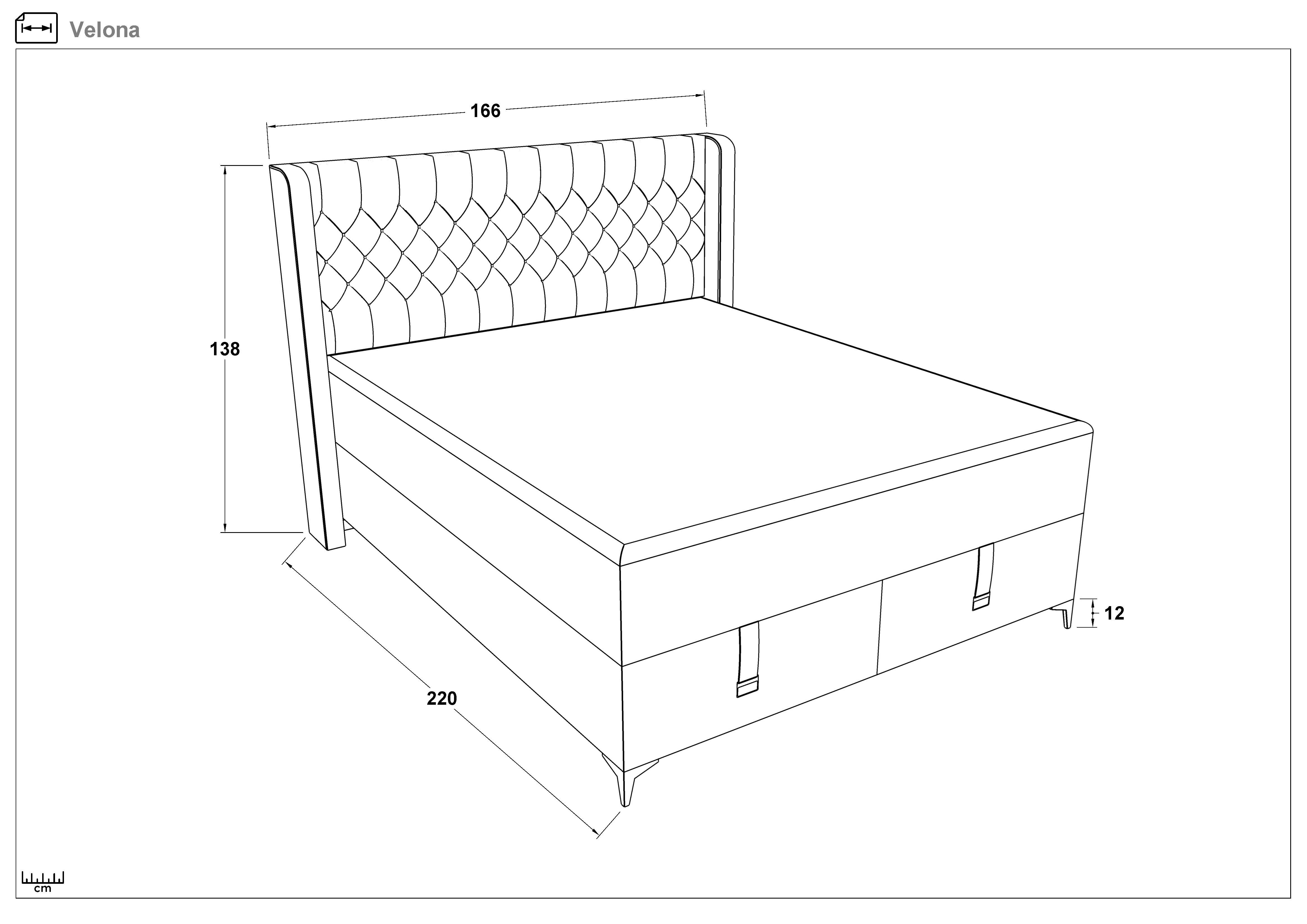 Κρεβάτι Box spring 160/200 Velona + στρώμα, γκρί  2