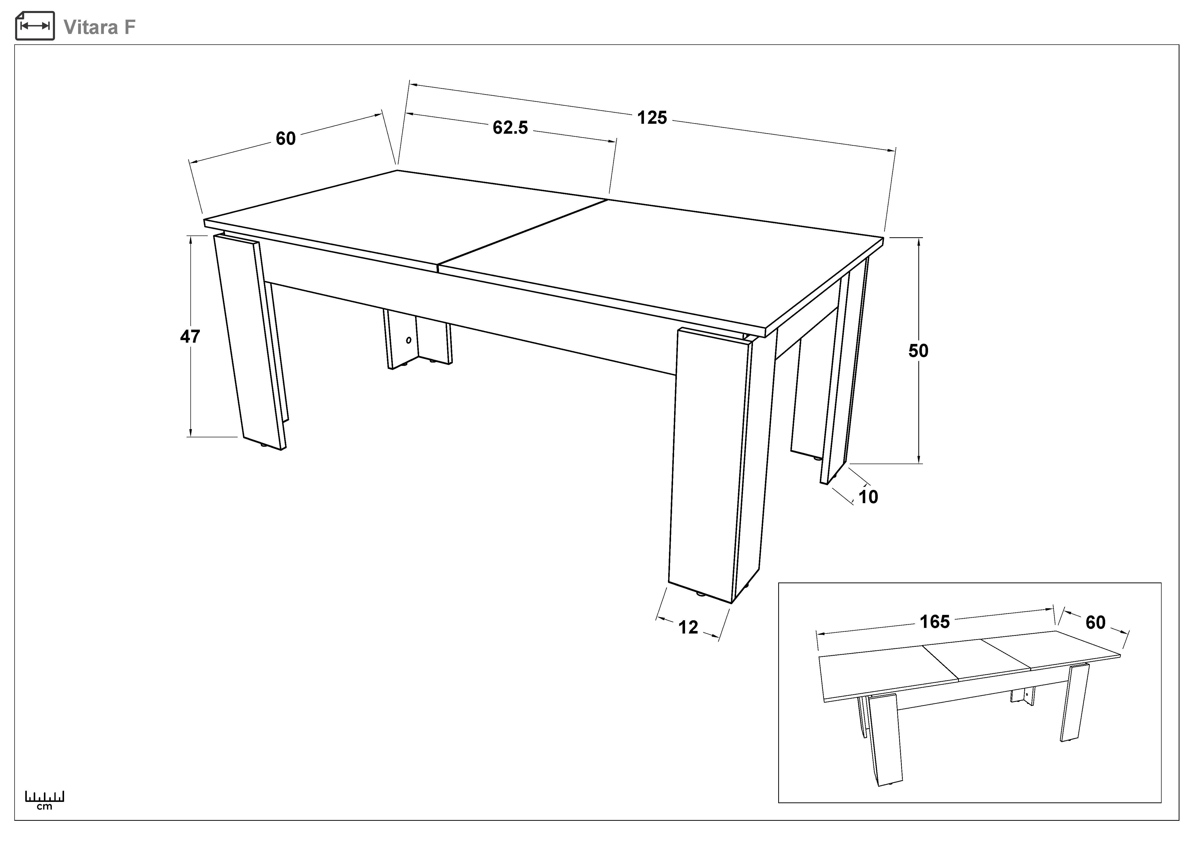 Σετ Γωνιακός καναπές με μπράτσο και ράφι Melvin Spring + τραπεζάκι σαλονιού /επεκτεινόμενο/ Vitara, γραφίτης + ανοιχτό καφέ + λευκό ματ  5