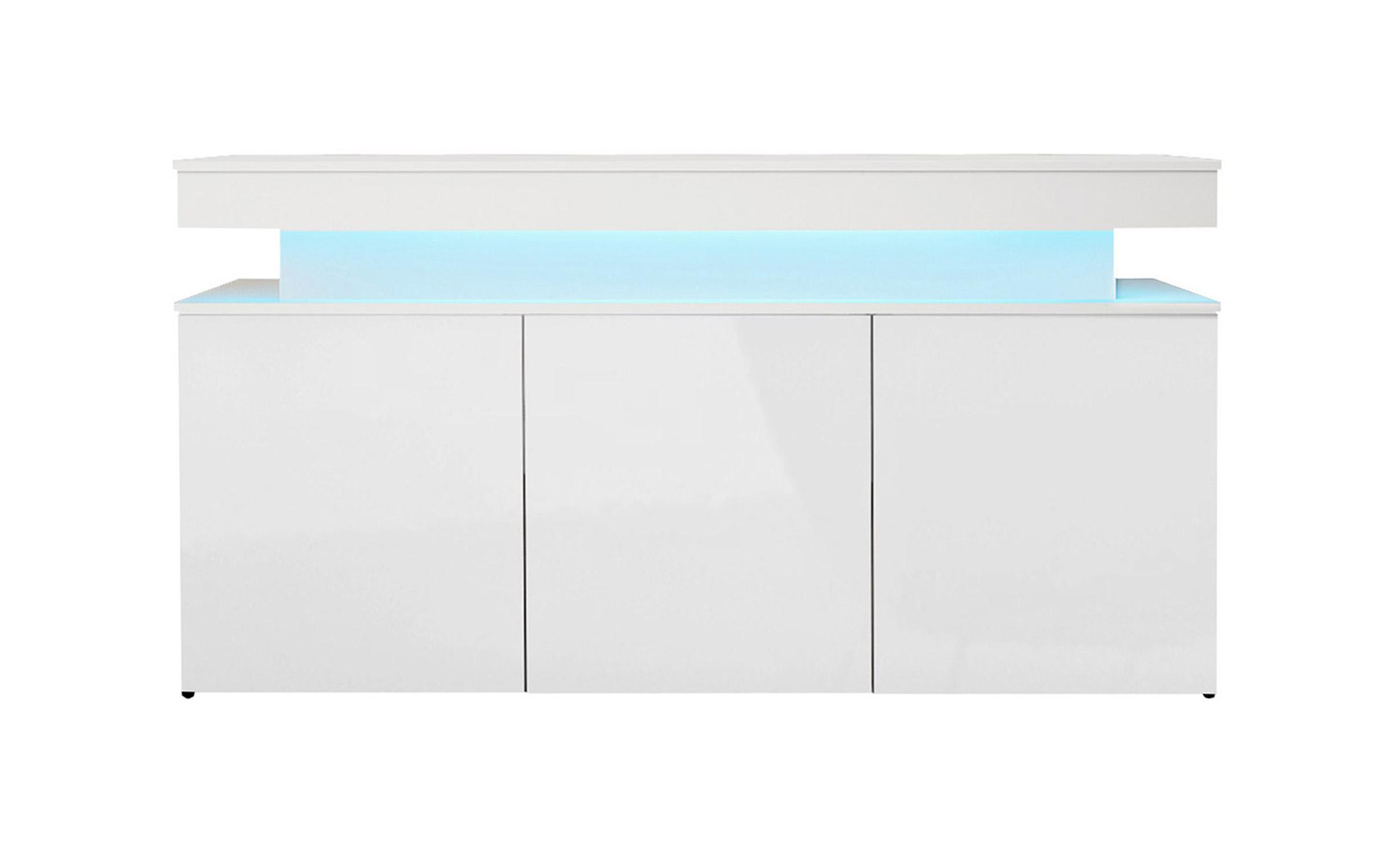 Συρταριέρα Vamira + LED, λευκό + λευκό γυαλιστερό  2