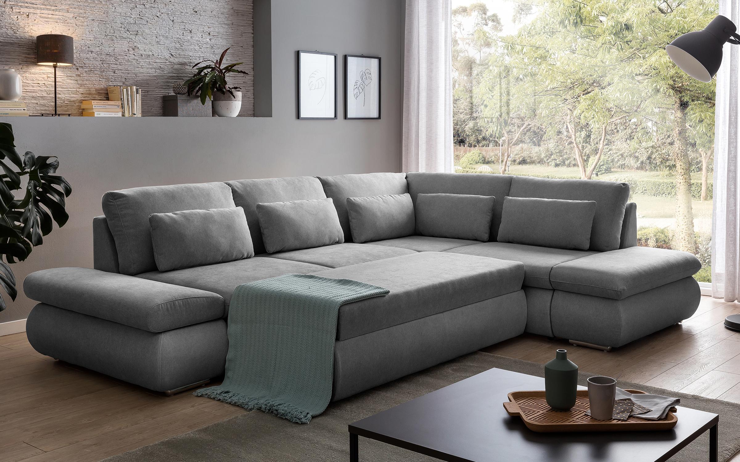 Γωνιακός καναπές – κρεβάτι Delmar, γκρί  3