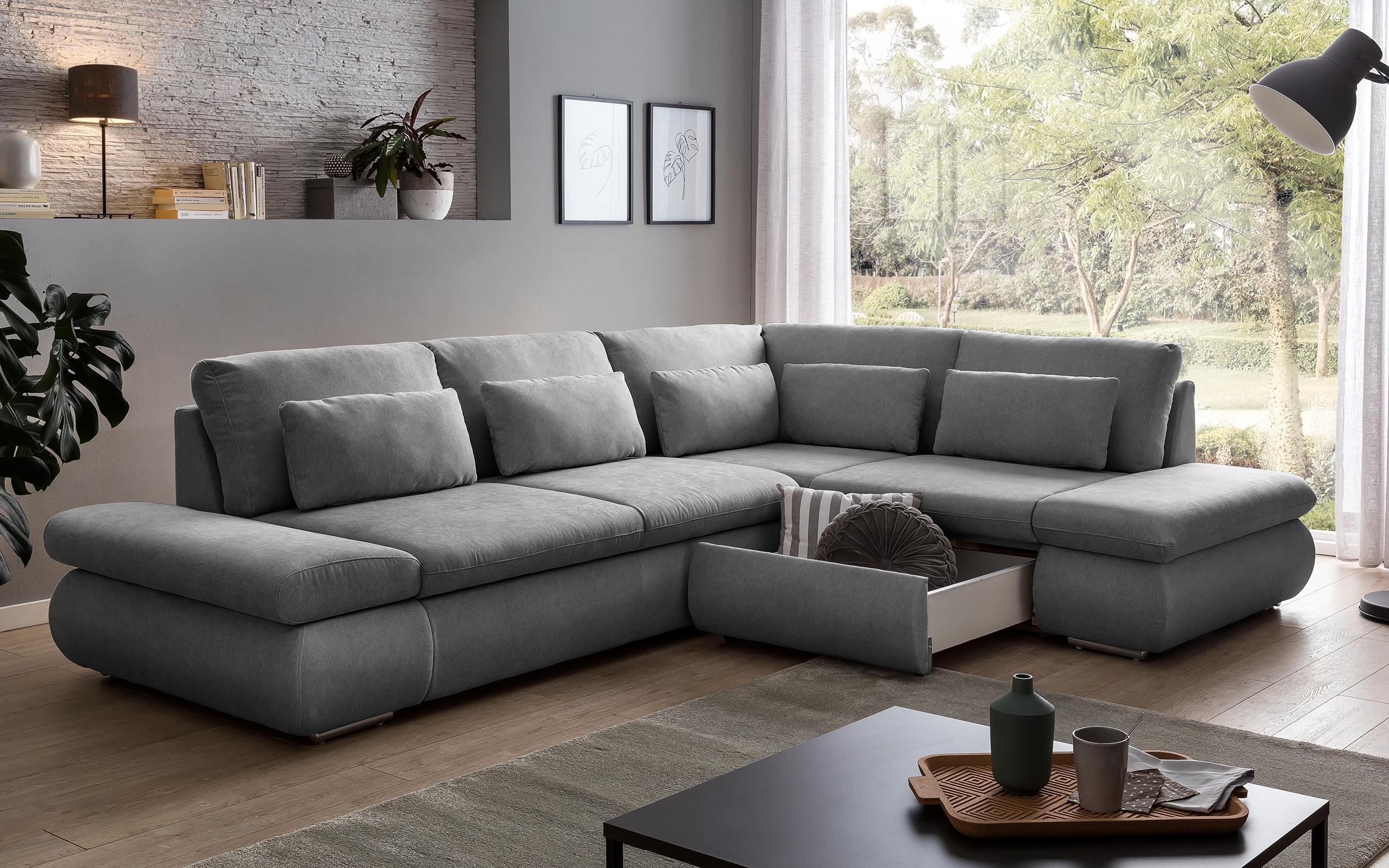 Γωνιακός καναπές – κρεβάτι Delmar, γκρί  2