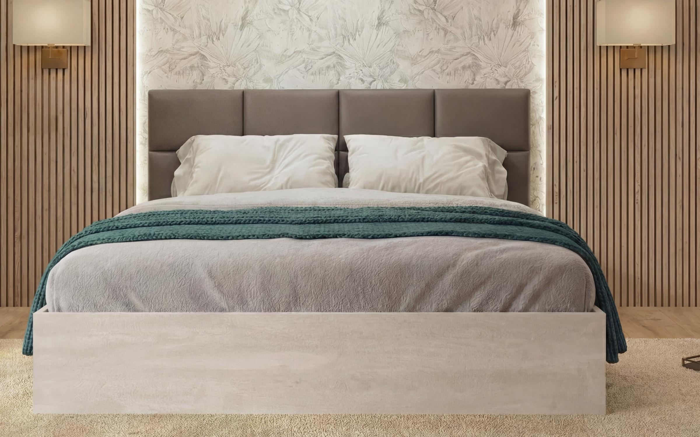 Ταπετσαρισμένο κρεβάτι 160/200 Keti + στρώμα, silk + γκρι-καφέ δέρμα  3