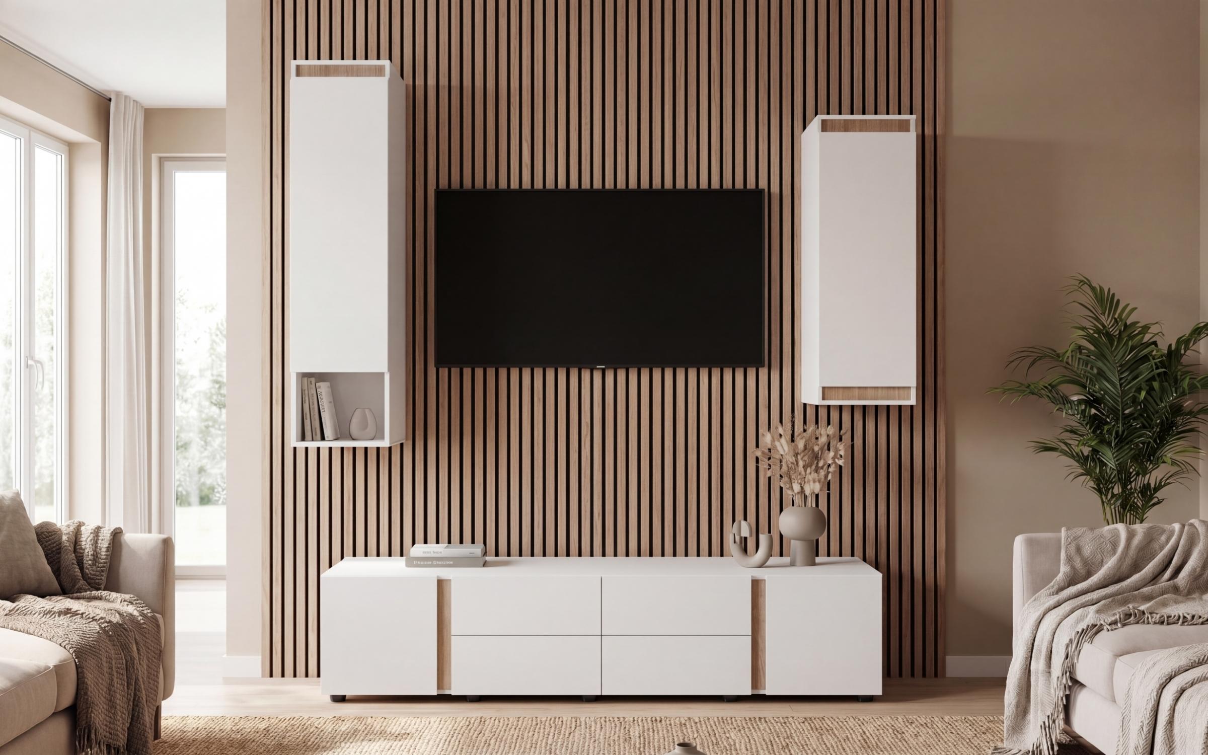 Έπιπλο TV Omonia, λευκό + δρυς sonoma  7