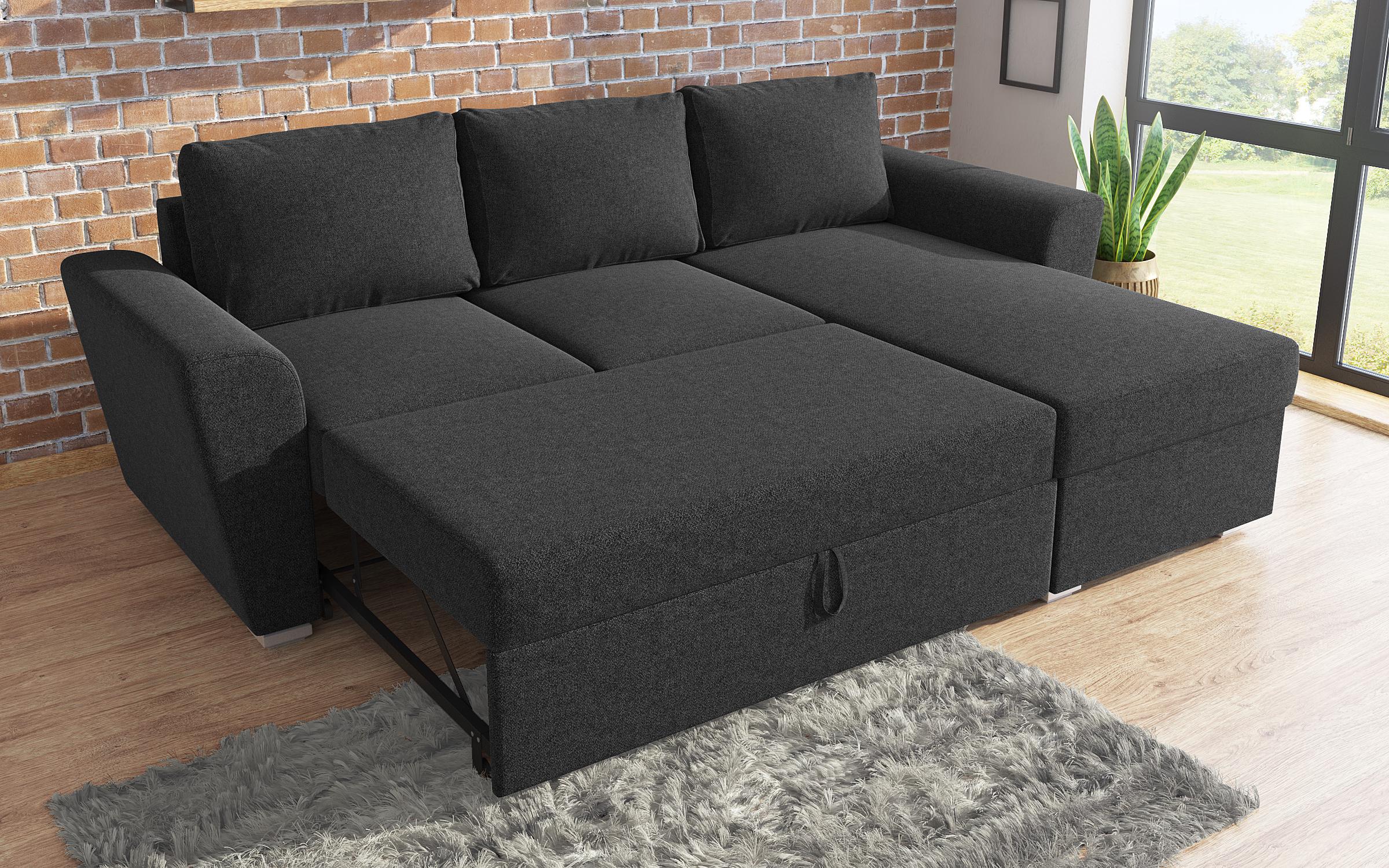 Γωνιακός καναπές - κρεβάτι , Michelangelo, σκούρο γκρι  6