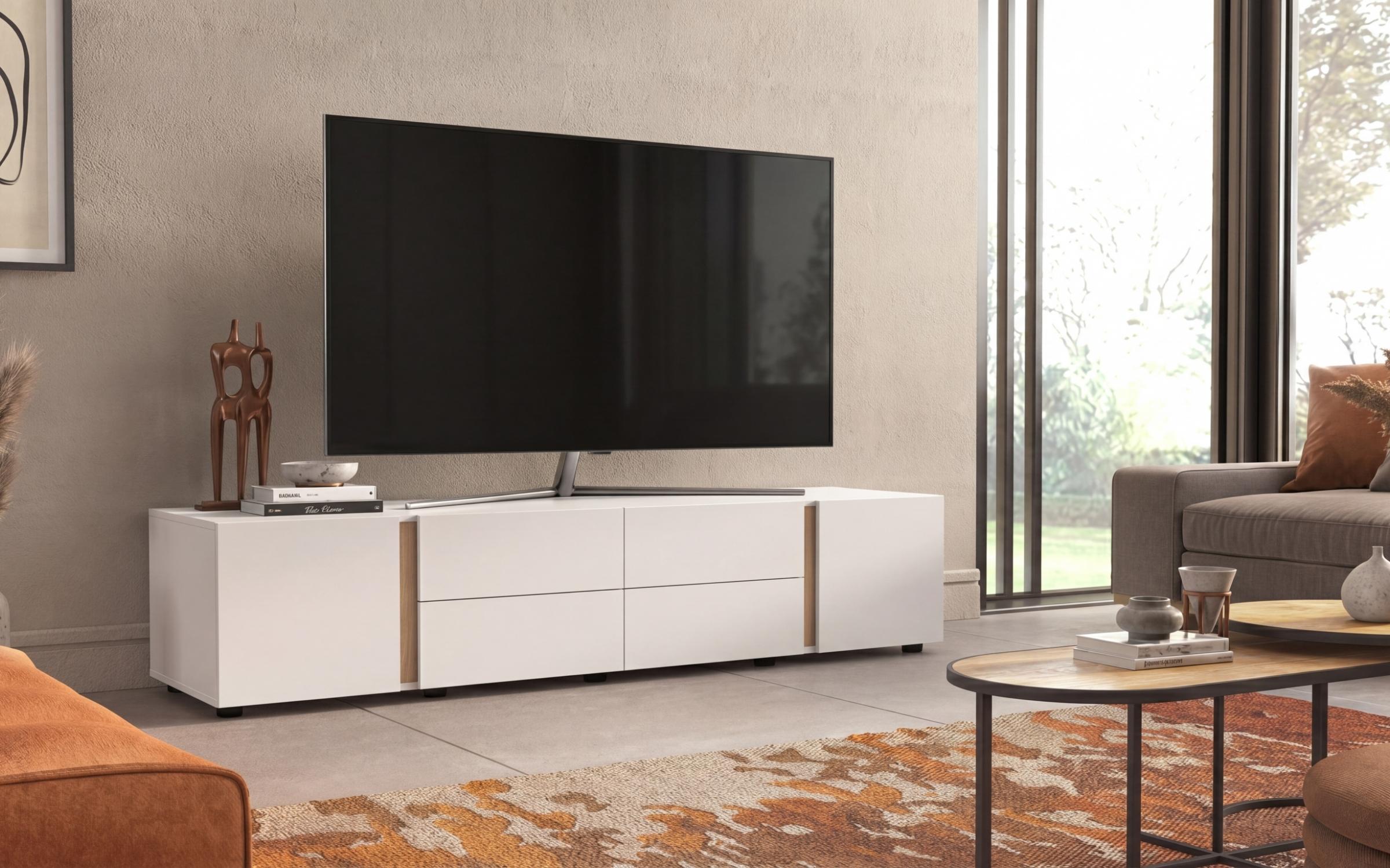 Έπιπλο TV Omonia, λευκό + δρυς sonoma  1