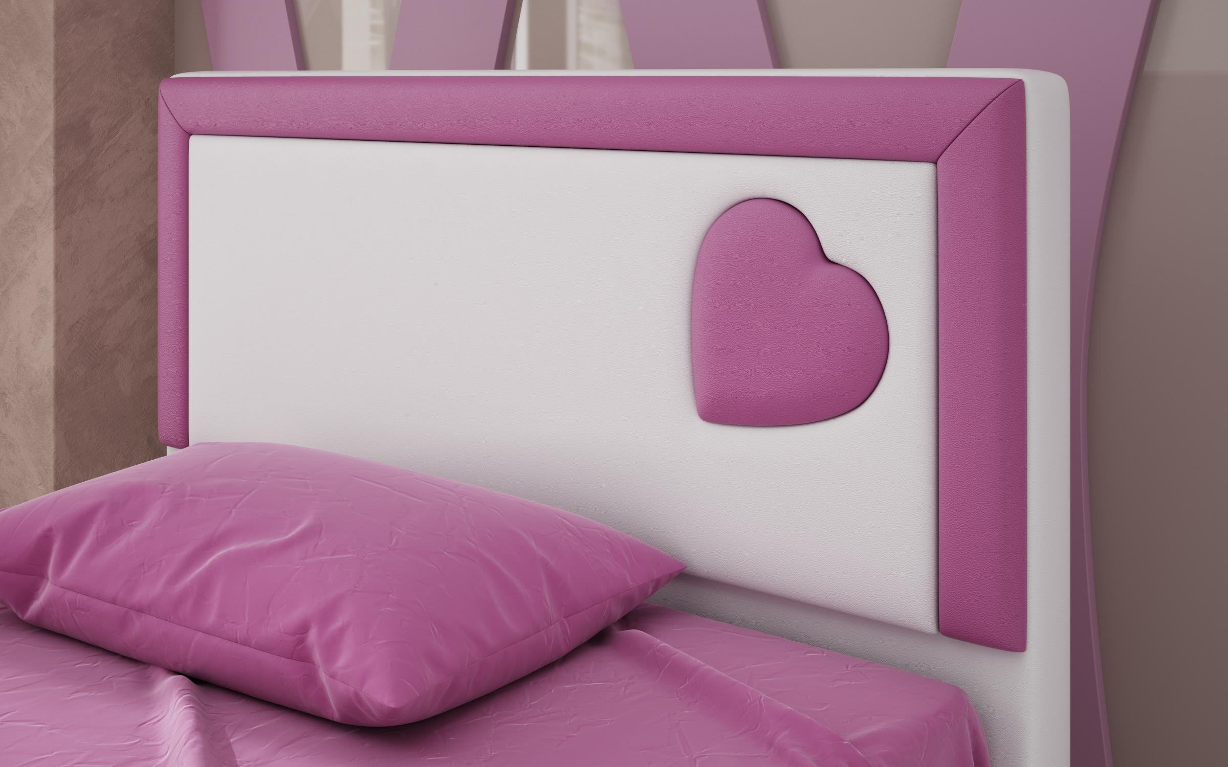 Κρεβάτι Elsa (χωρίς στρώμα), λευκό + ροζ δέρμα  3