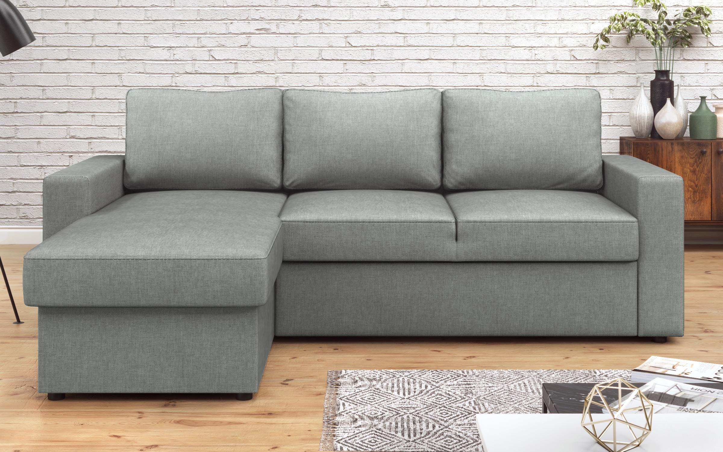 Γωνιακός καναπές – κρεβάτι Alba, γκρι  1