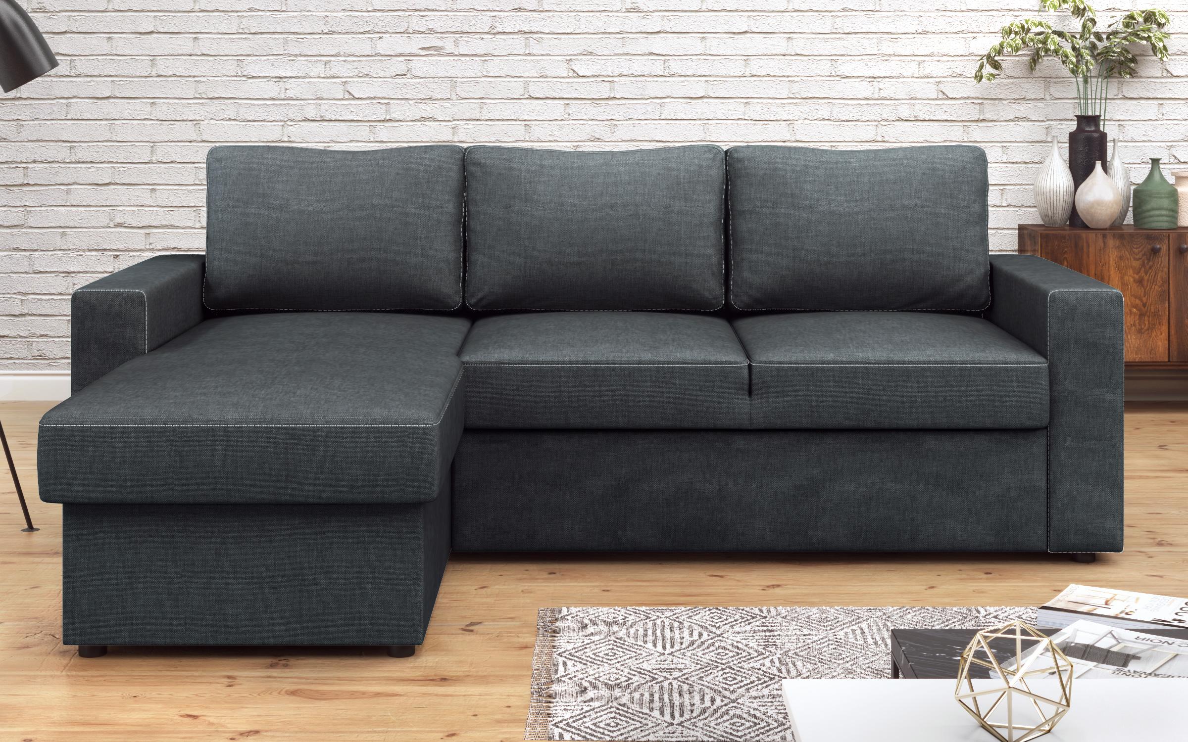 Γωνιακός καναπές – κρεβάτι Alba, γραφίτης  1
