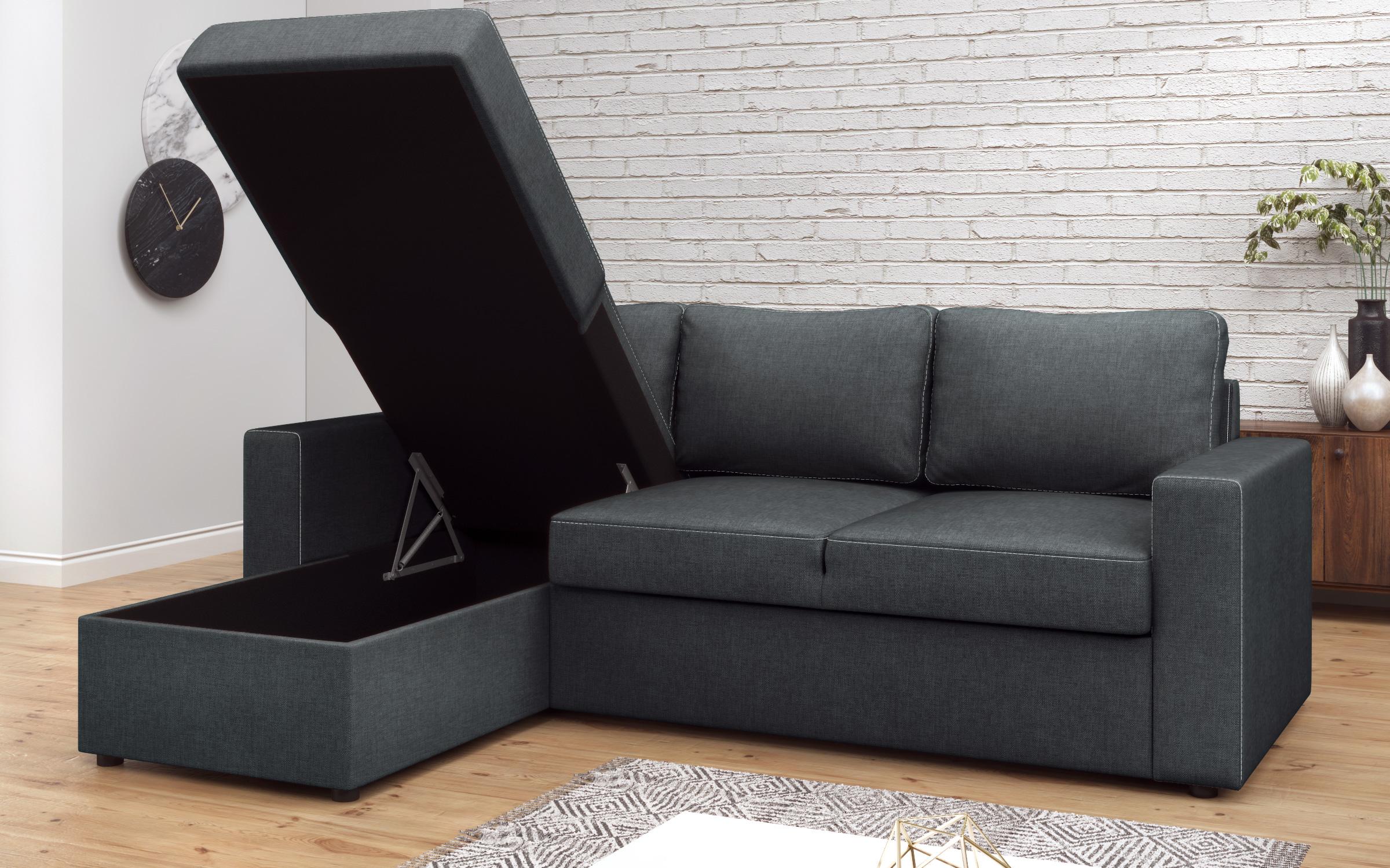 Γωνιακός καναπές – κρεβάτι Alba, γραφίτης  6