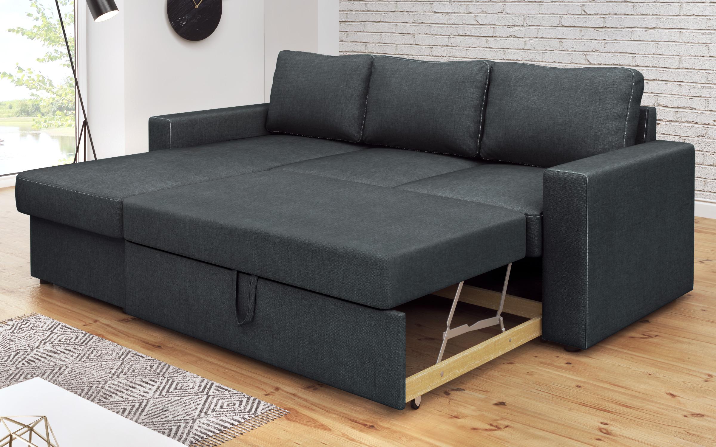 Γωνιακός καναπές – κρεβάτι Alba, γραφίτης  7