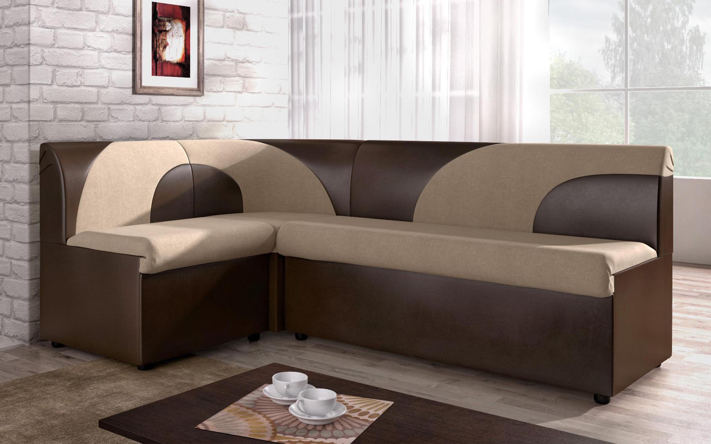 Γωνιακός καναπές κουζίνας Ara mini, μπεζ + καφέ  2