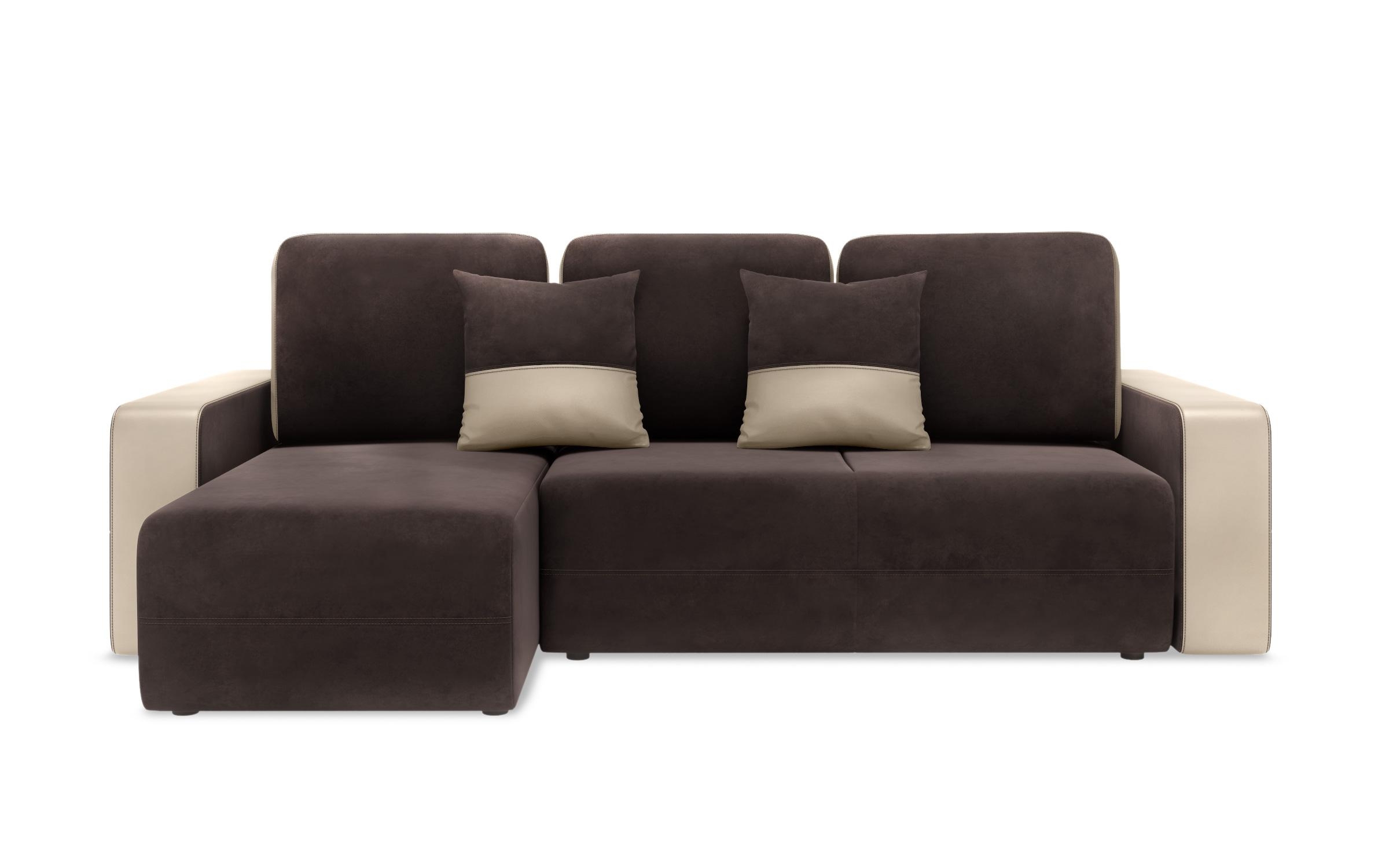 Γωνιακός καναπές – κρεβάτι Borian, σκούρο καφέ + μπεζ δέρμα  8