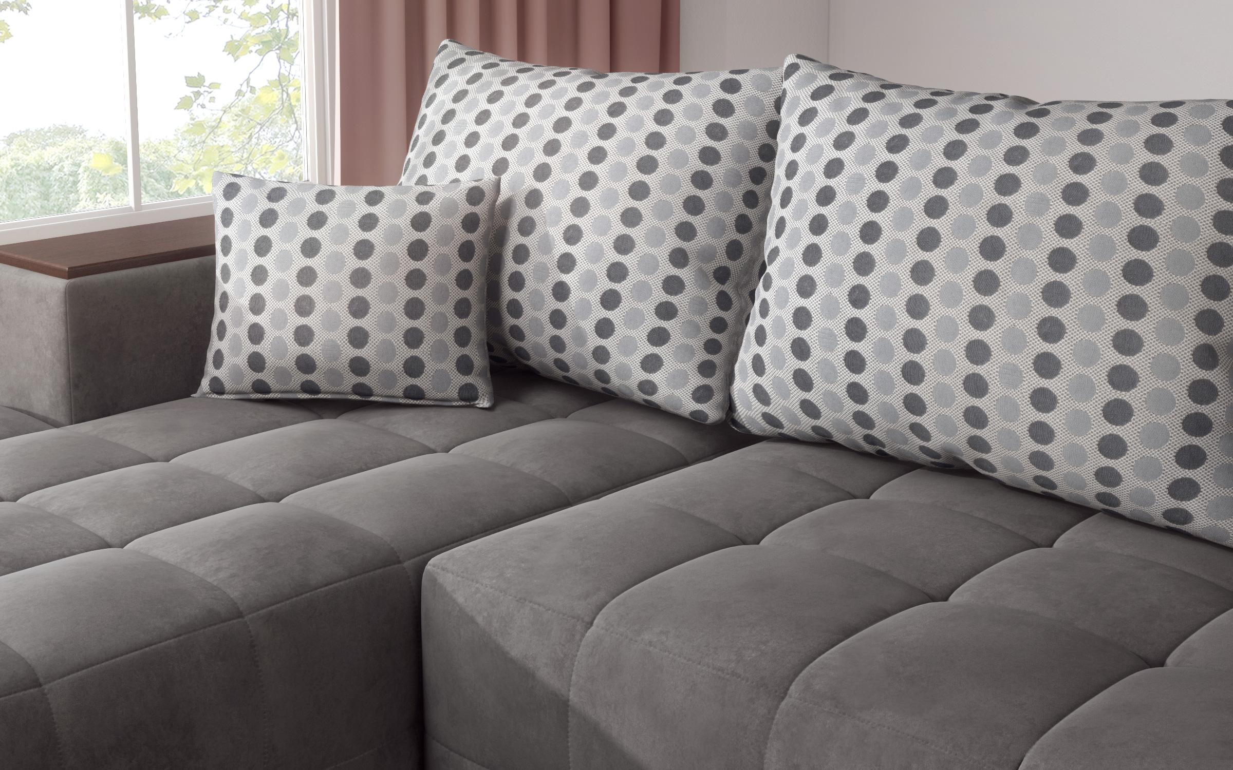 Γωνιακός καναπές - κρεβάτι με ανάκλιντρο και μπράτσο μίνι ραφιέρα Melvin S, γκρι  7