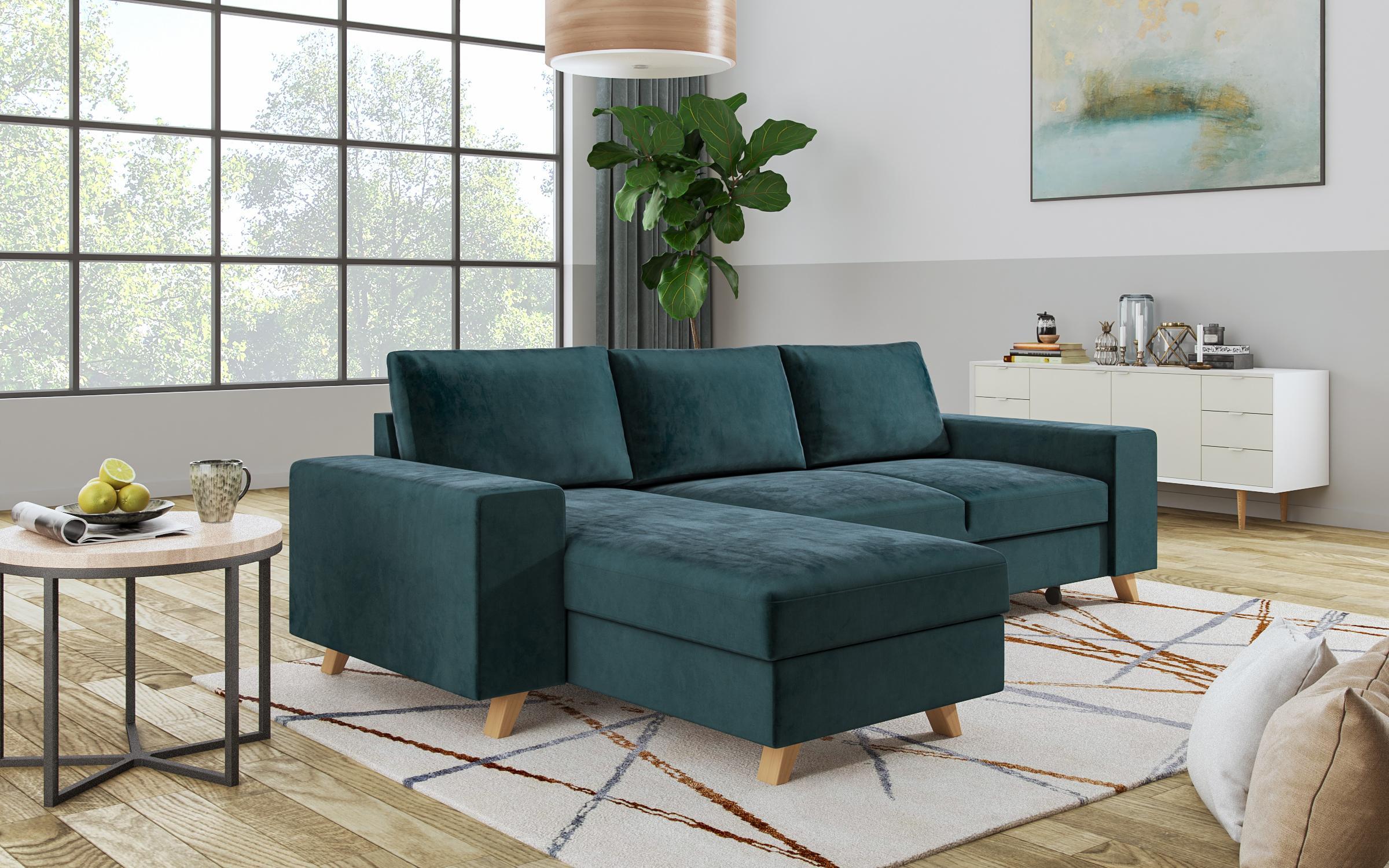 Γωνιακός καναπές - κρεβάτι  Boho, σκούρο πράσινο  6