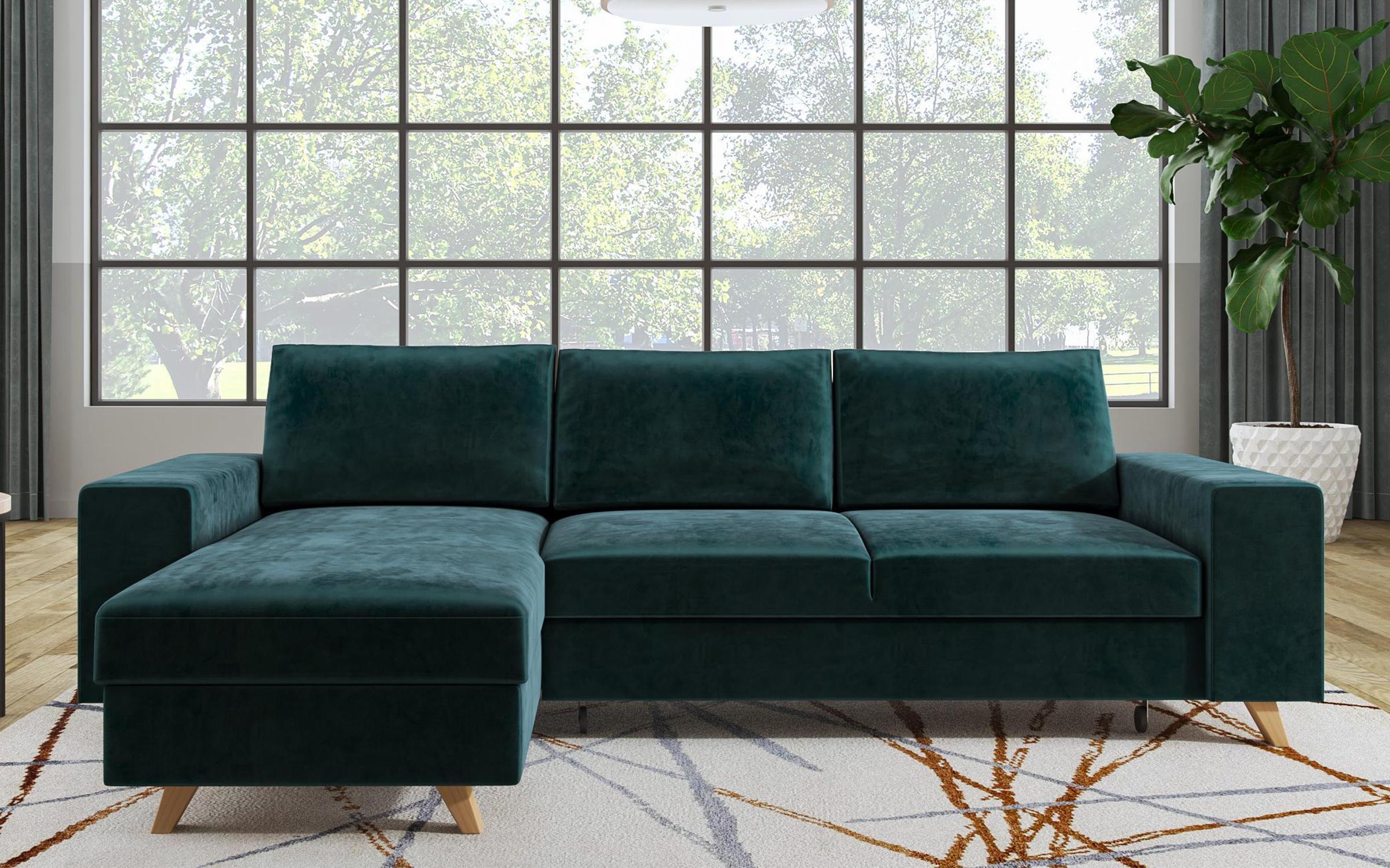 Γωνιακός καναπές - κρεβάτι  Boho, σκούρο πράσινο  1