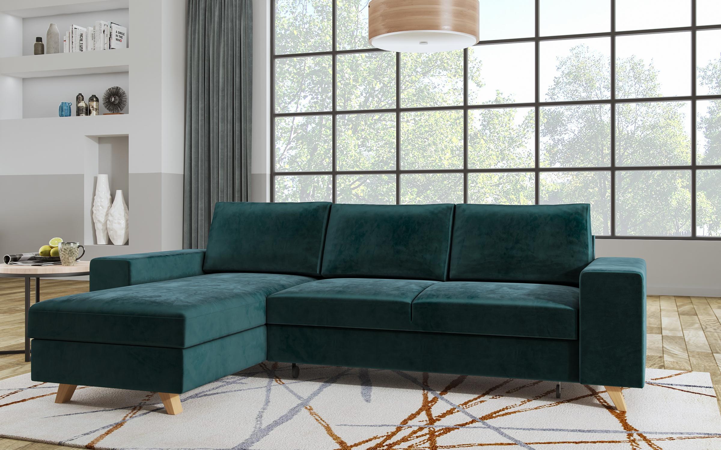 Γωνιακός καναπές - κρεβάτι  Boho, σκούρο πράσινο  7