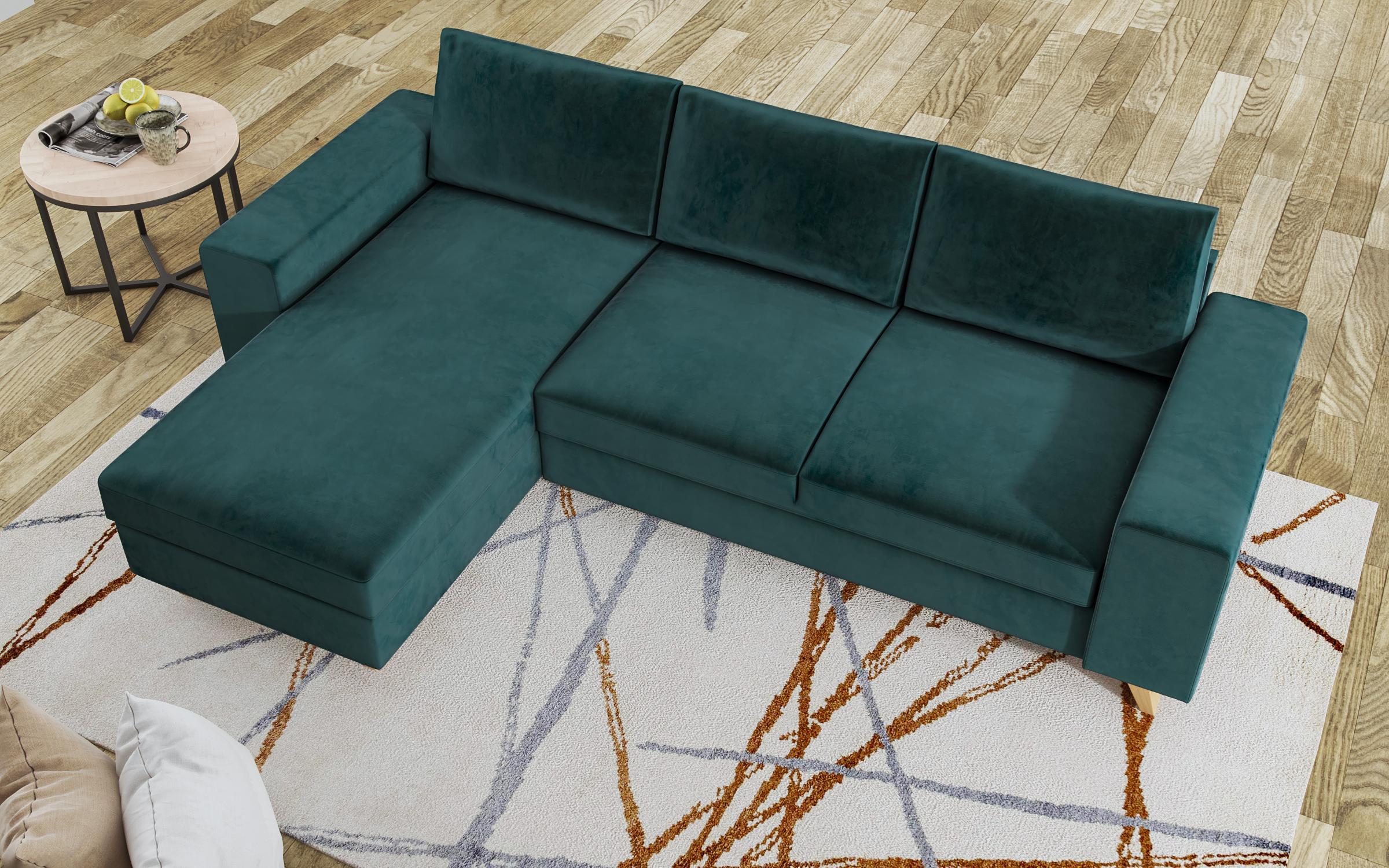 Γωνιακός καναπές - κρεβάτι  Boho, σκούρο πράσινο  8