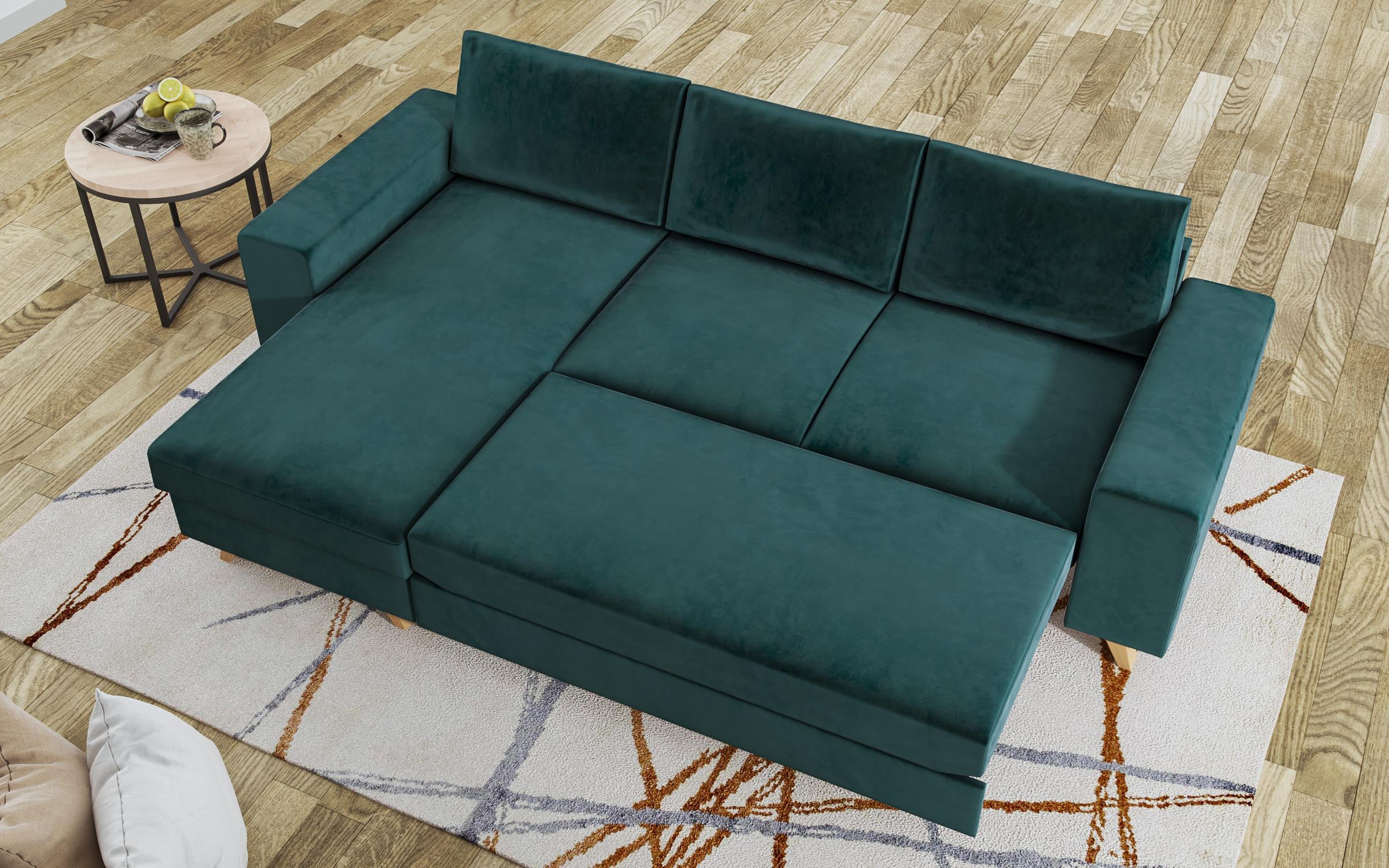 Γωνιακός καναπές - κρεβάτι  Boho, σκούρο πράσινο  9
