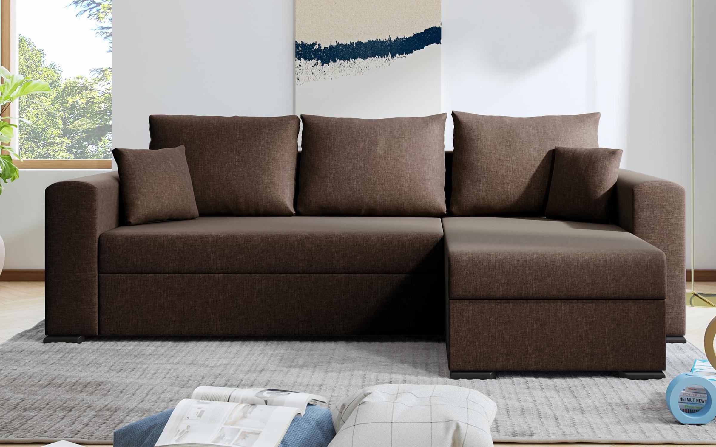 Γωνιακός καναπές - κρεβάτι Karino, καφέ  1